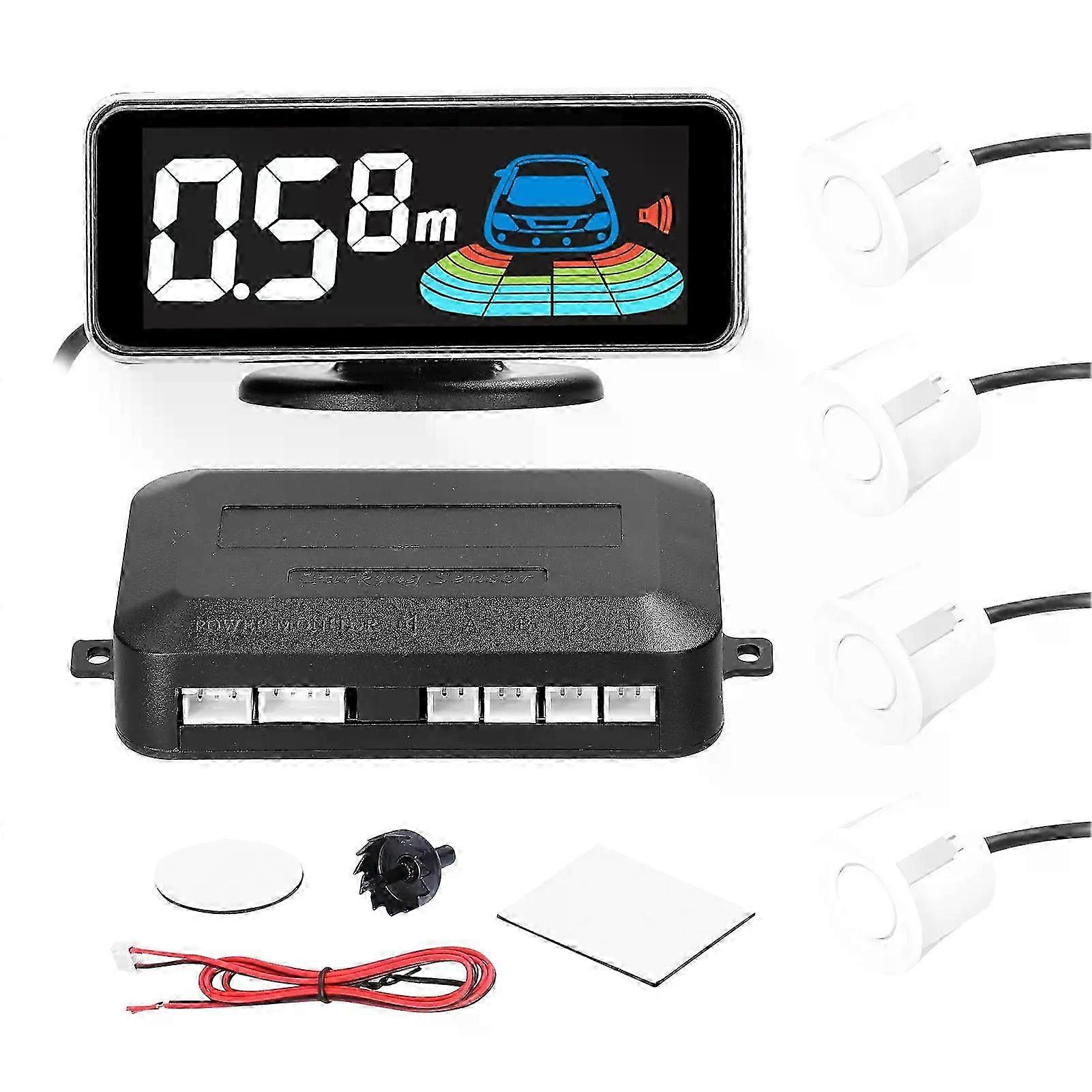 Rear Parking Sensor System with 8 Detection Sensors, LCD Distance Display, and Sound Warning for Enhanced Reversing Safety