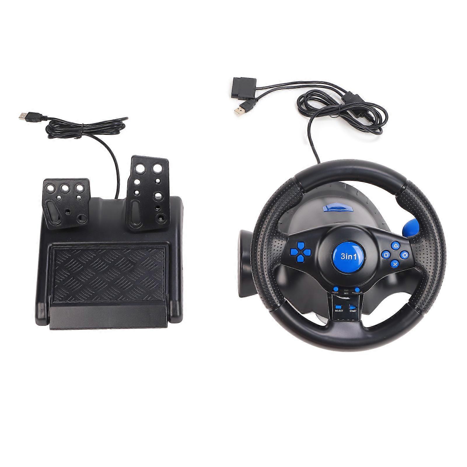 Gaming Steering 180 Degree Rotation Multifunctional 3 in 1 Game Racing Wheel with Pedals for PC