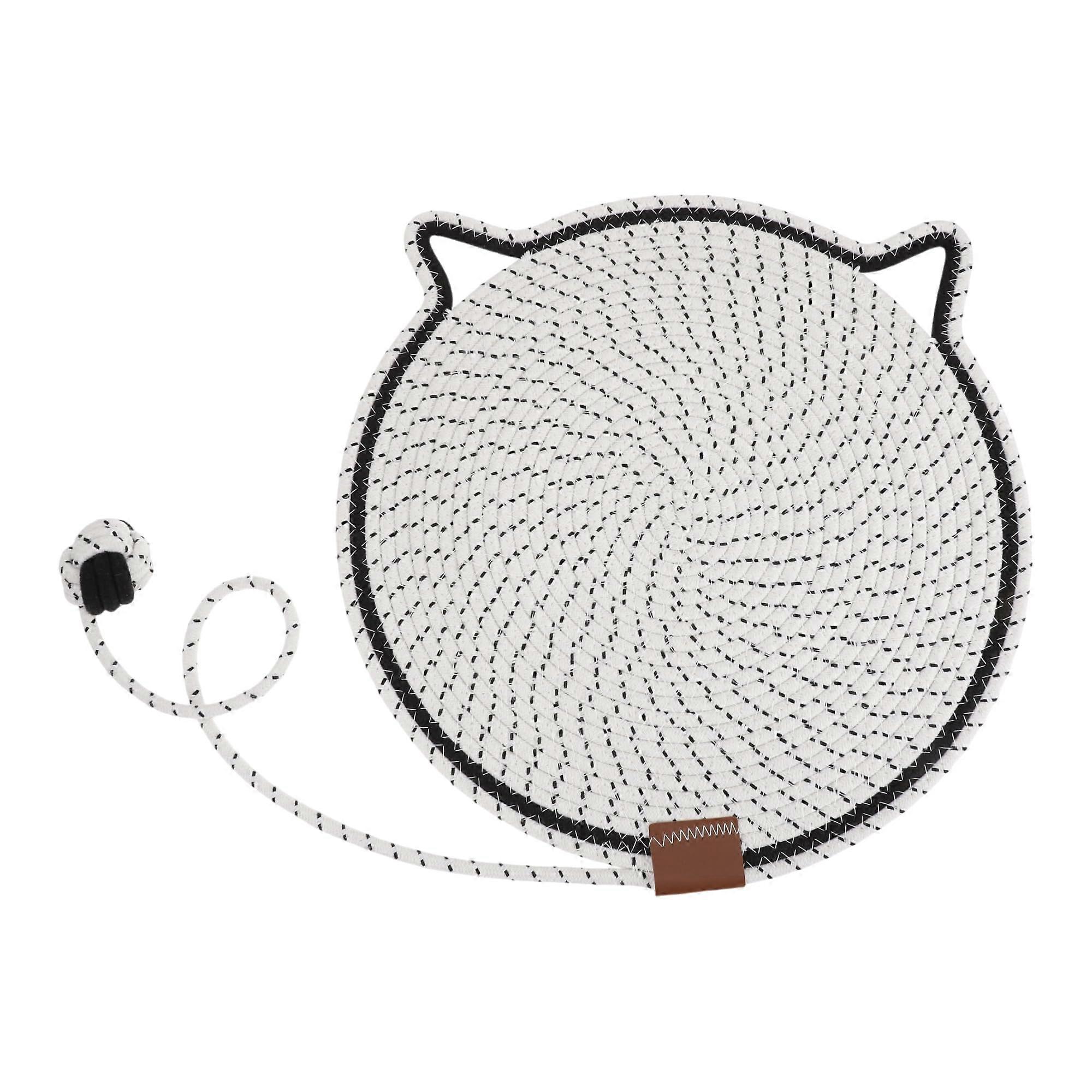Cat Scratching Mat with Ball, Cotton Rope Cat Scratching Pad, White, 50 cm