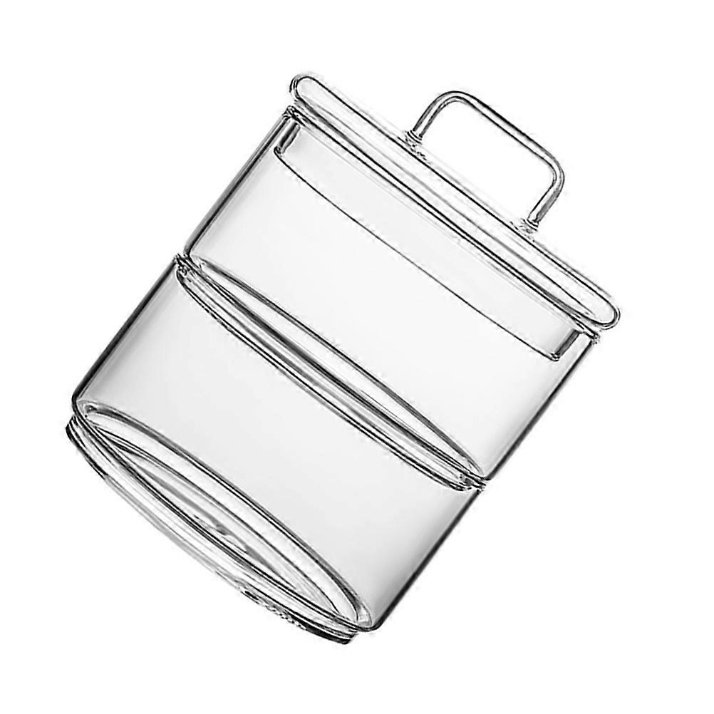 2 Pcs Double Layer Glass Bowls with Lid Clear Fruit Storage Containers