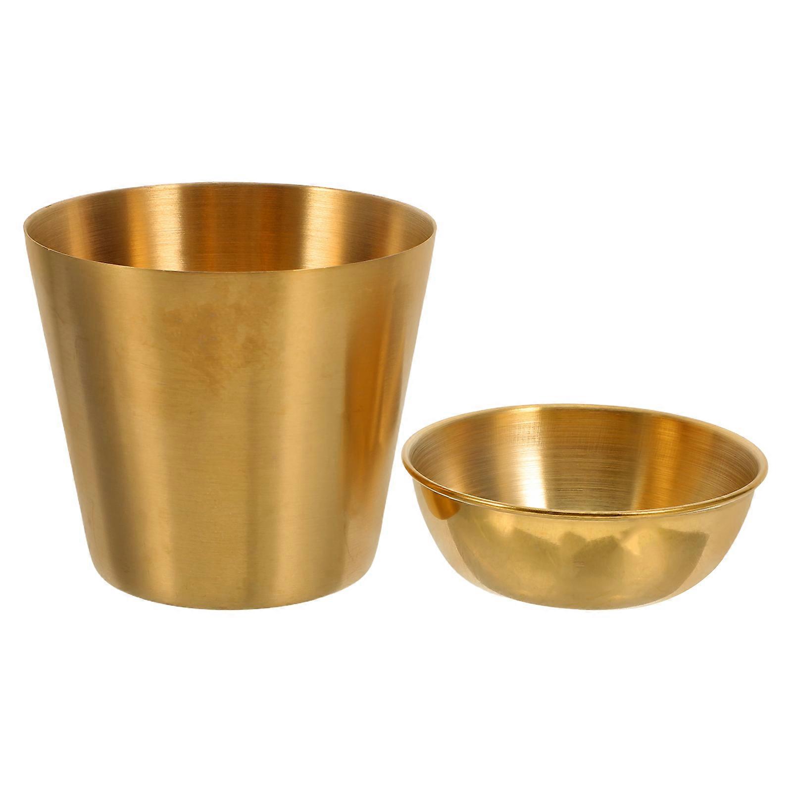 Round Sauce Dishes Stainless Steel Small Bowls Condiment Server Sleek Design Golden 8.30X2.90X2.90cm For Restaurants 1 Set