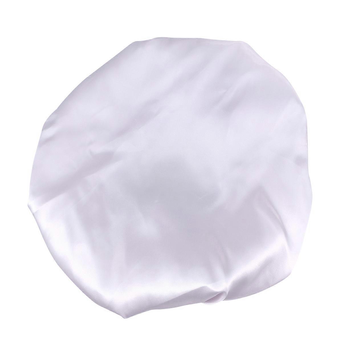Satin Sleep Bonnet Extra Large Imitation Silk Bathing Hat Prevent Wet Hair Silver Color Elastic Design For Women 1Pcs