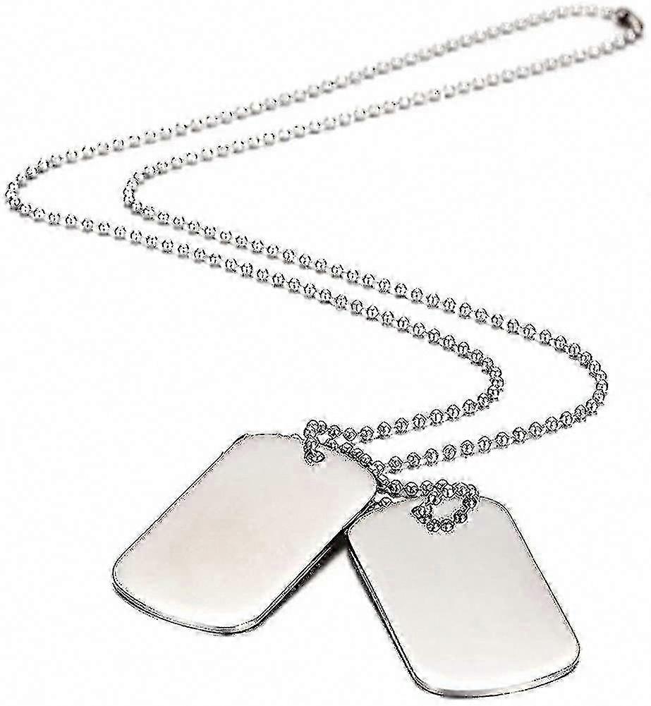 アーミースタイルダブルドッグタグペンダントメンズネックレス、バイカー用70cmボールチェーン付き