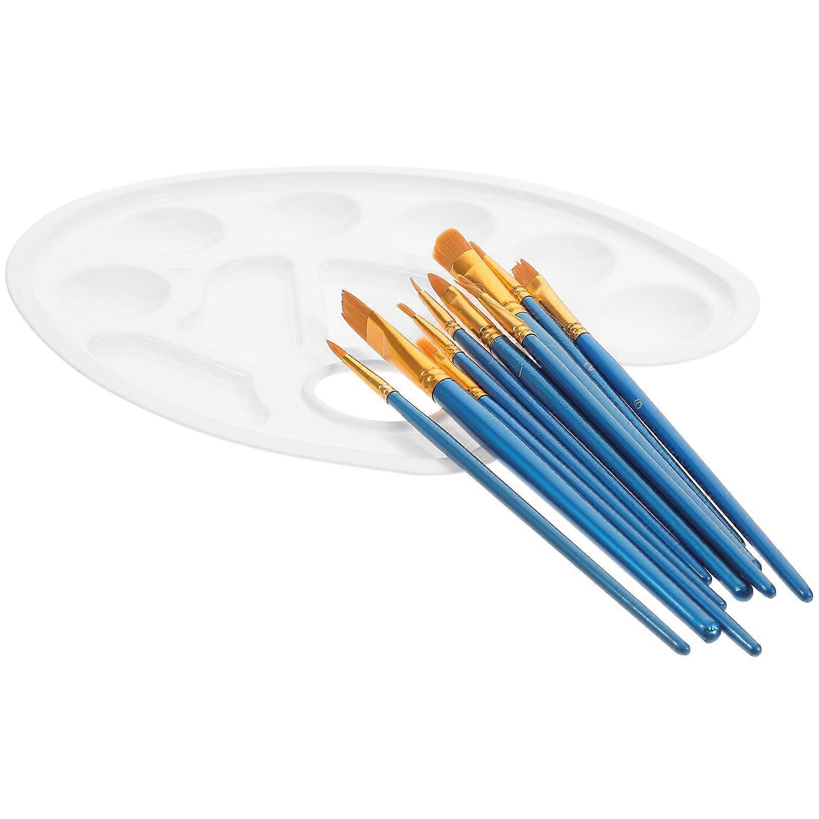 Artist Oil Painting Supplies Professional Paintbrush Set with Color Mixing Plate for Students and Professionals 22.5X17cm Blue 1Set