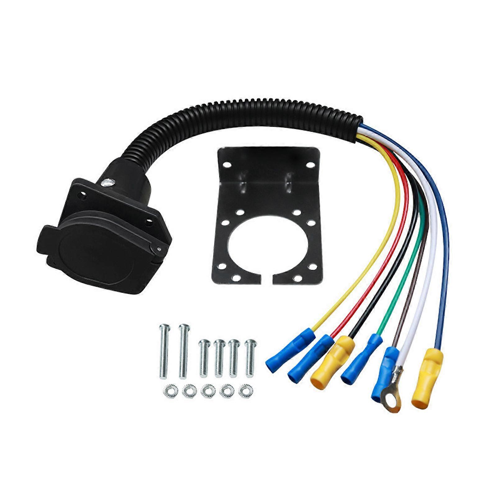 Weatherproof 7 Pin Trailer Wiring Harness Cable Cord for Secure Connection in Cargo Transport and Vehicle Modifications Multicolor