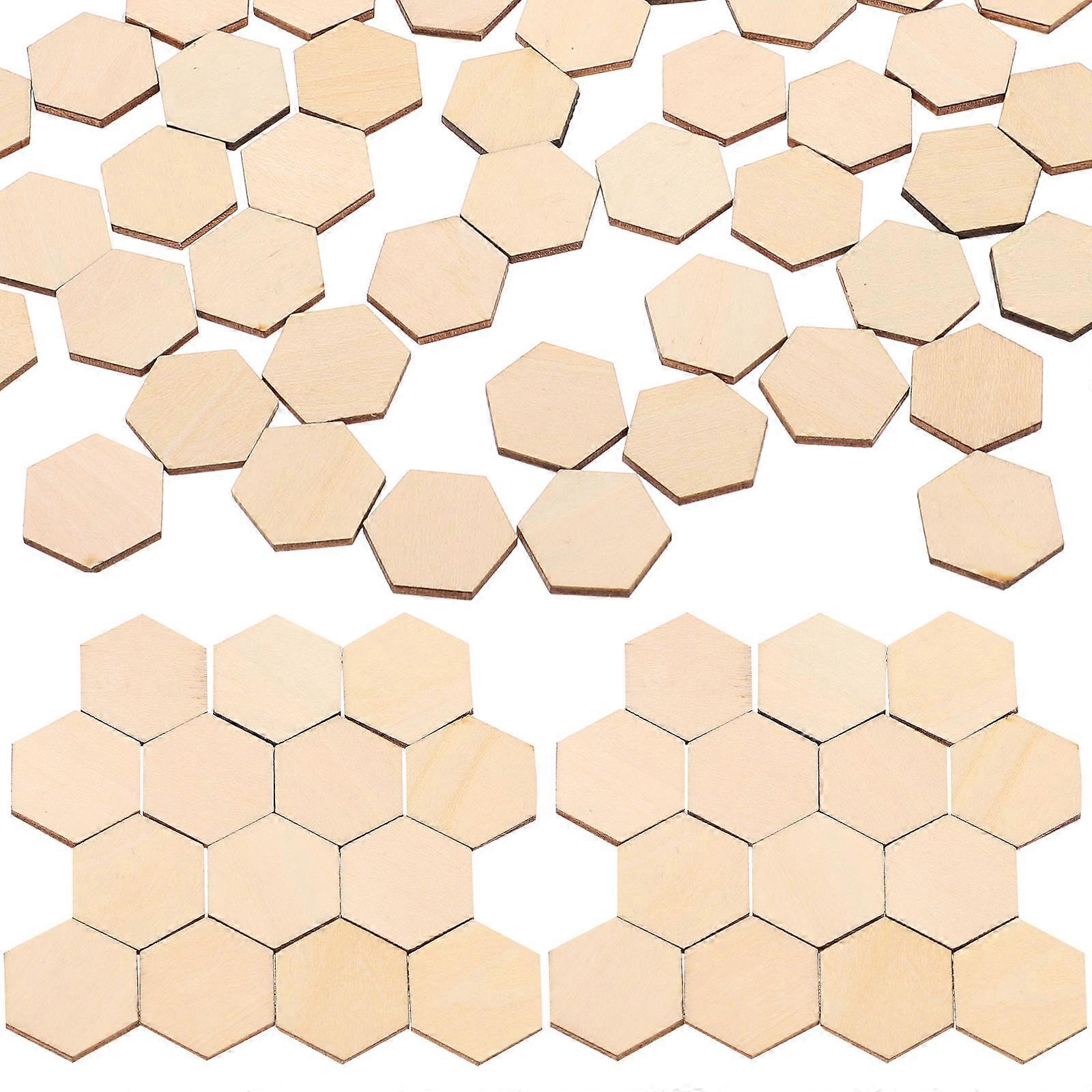 Beech Wooden Hexagonal Shapes 100pcs for DIY Crafts Ornaments Wedding Birthday Christmas Decorations Smooth Surface