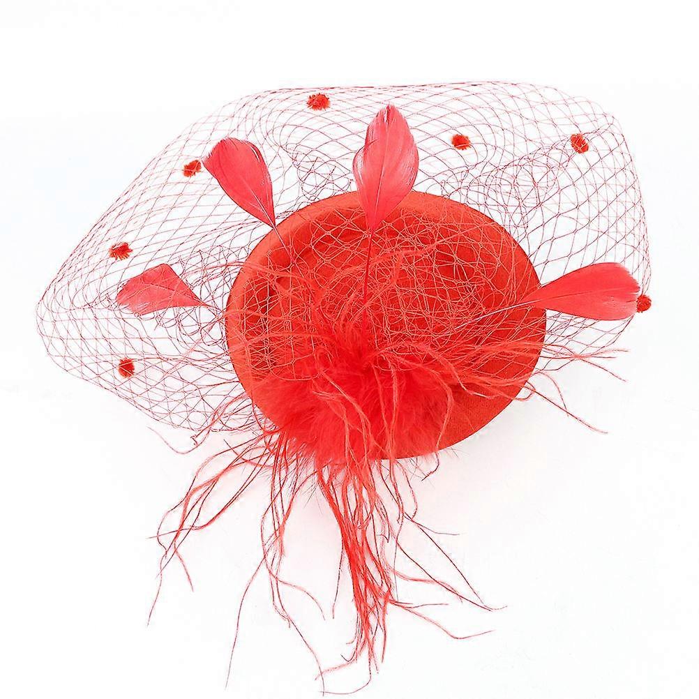 Red Bridal Headdress with Durable Gauze Perfect for Wedding Decoration and Photo Props Size One Size Fits All