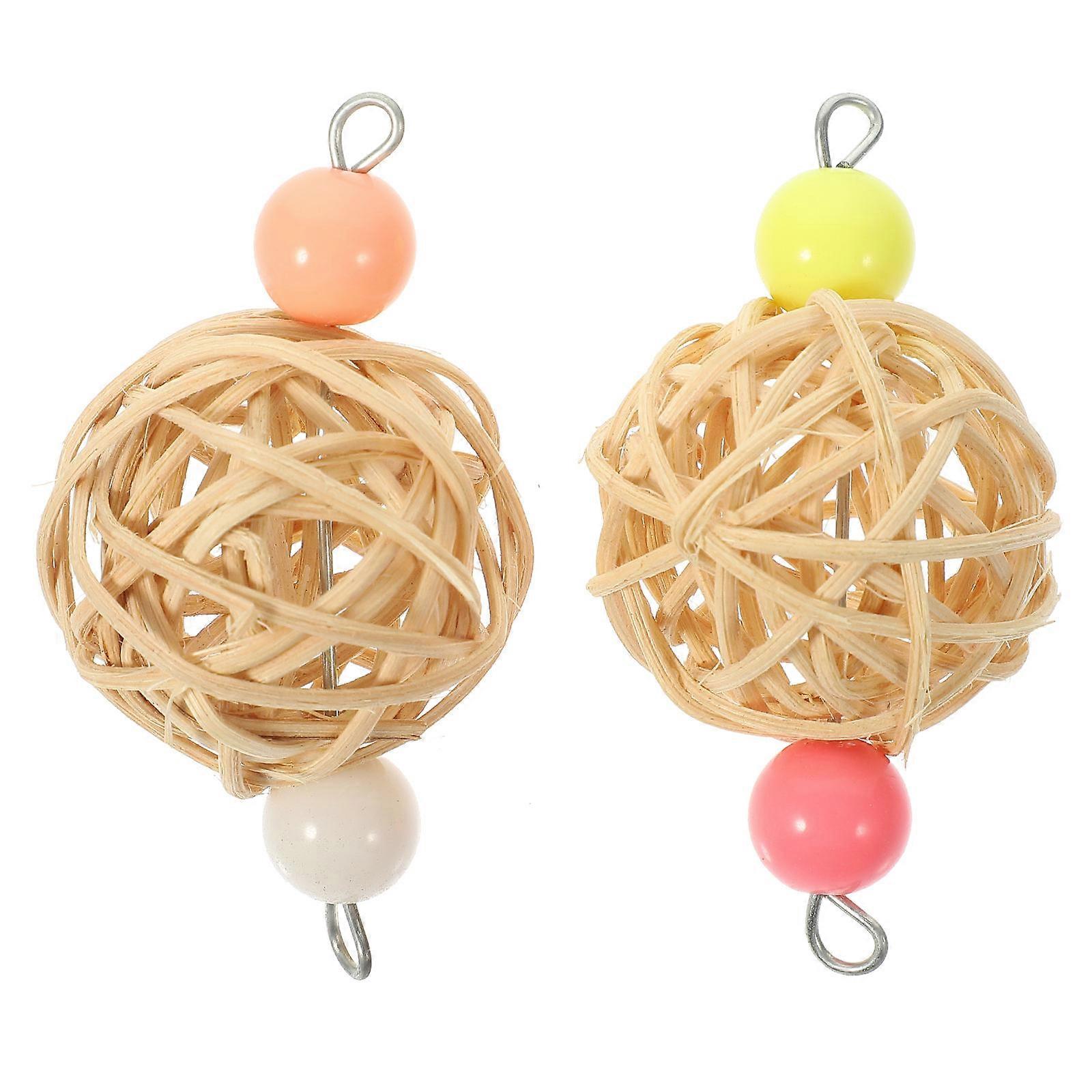 Bird Chew Toy for Parrot with Hanging Design Safe Sturdy Wood Beige Small Bird Toy