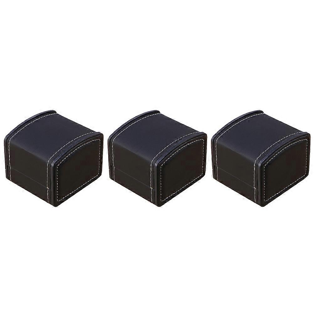 Portable Watch Case with PU for Storage Use Black Antifall and Antivibration 3Pcs