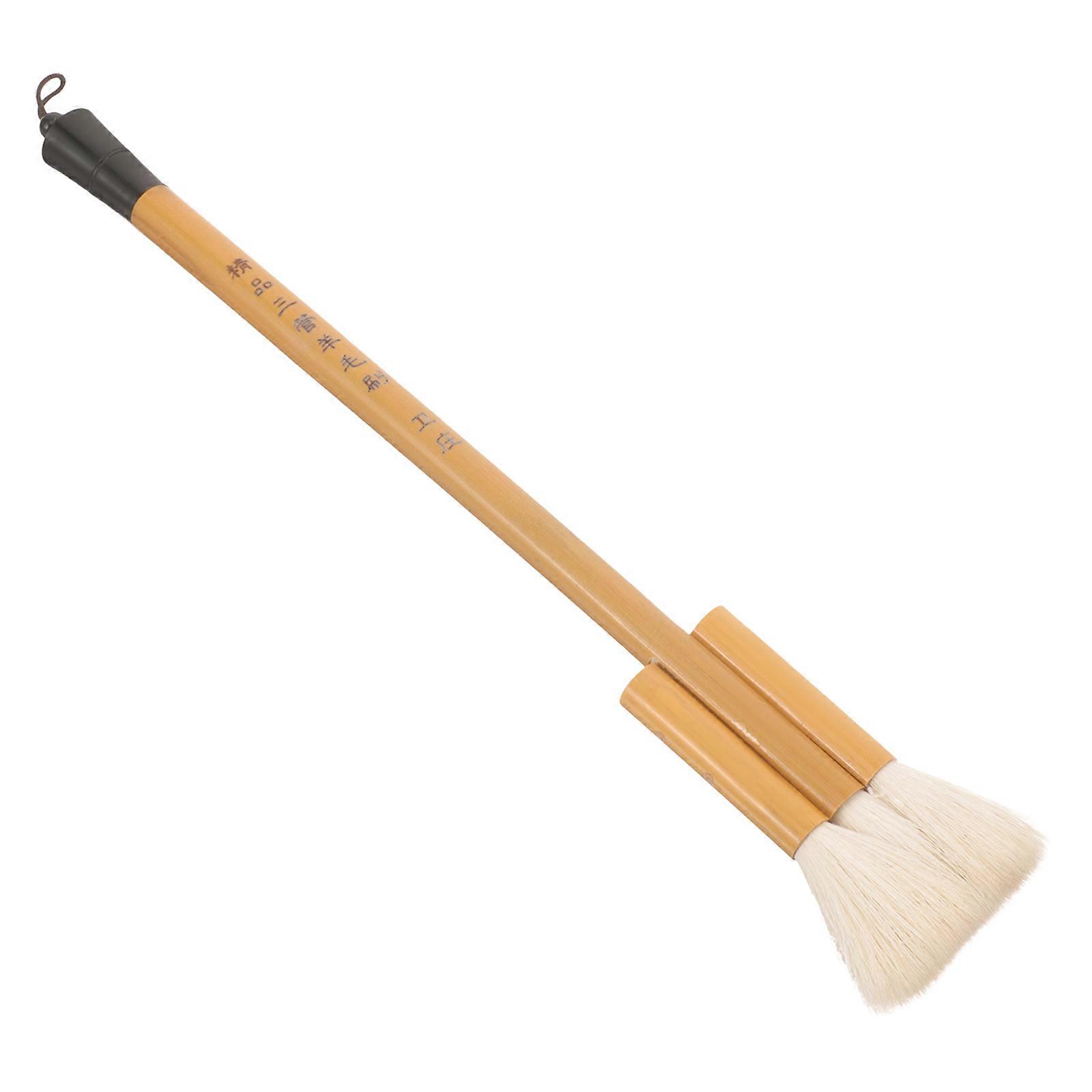 Water Color Drawing Brush Bamboo Handle Wool Paint Brush Wall Painting Craft Projects Artists Light Yellow 30.00X3.50X1.30CM 3Pack