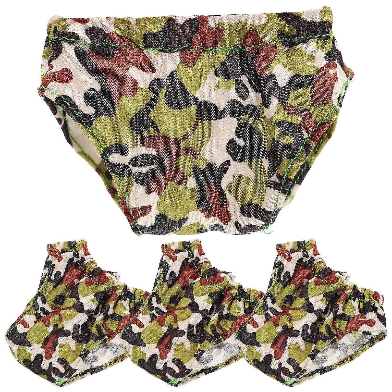 4pcs Mini Doll Panties Military Green Underwear Accessories for Pretend Play Role Play Fun