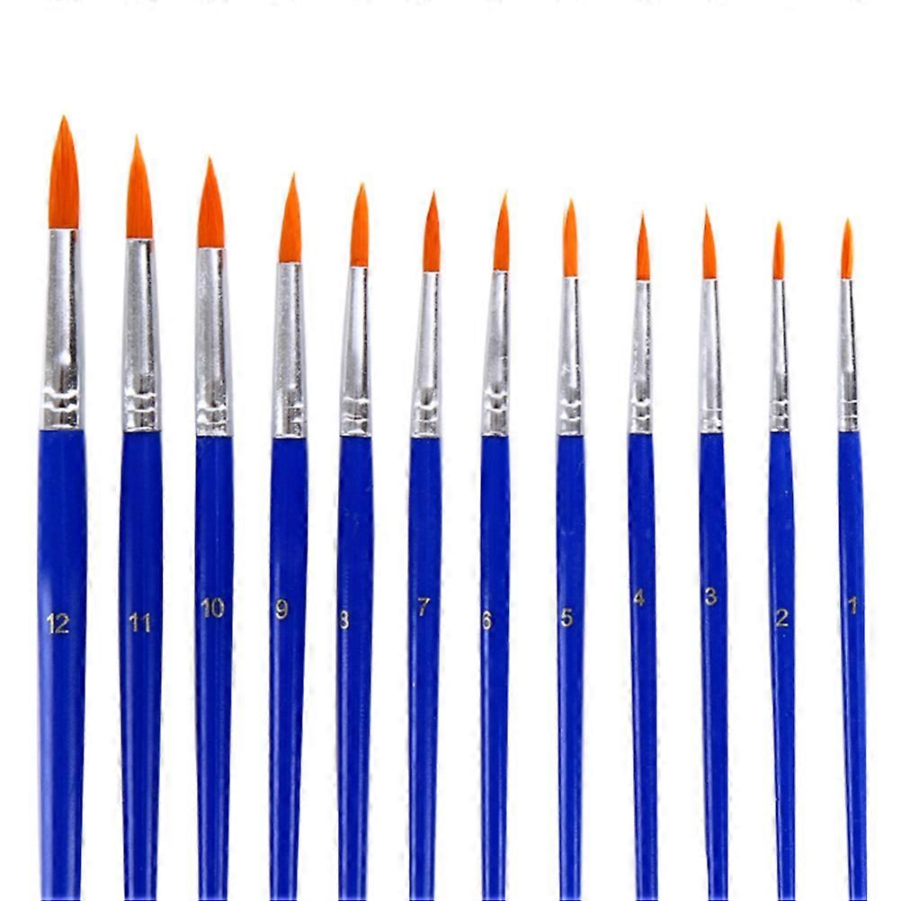 Blue Aluminum Handle Paint Brushes Set with Nylon Bristles for Acrylic Watercolor Gouache Oil