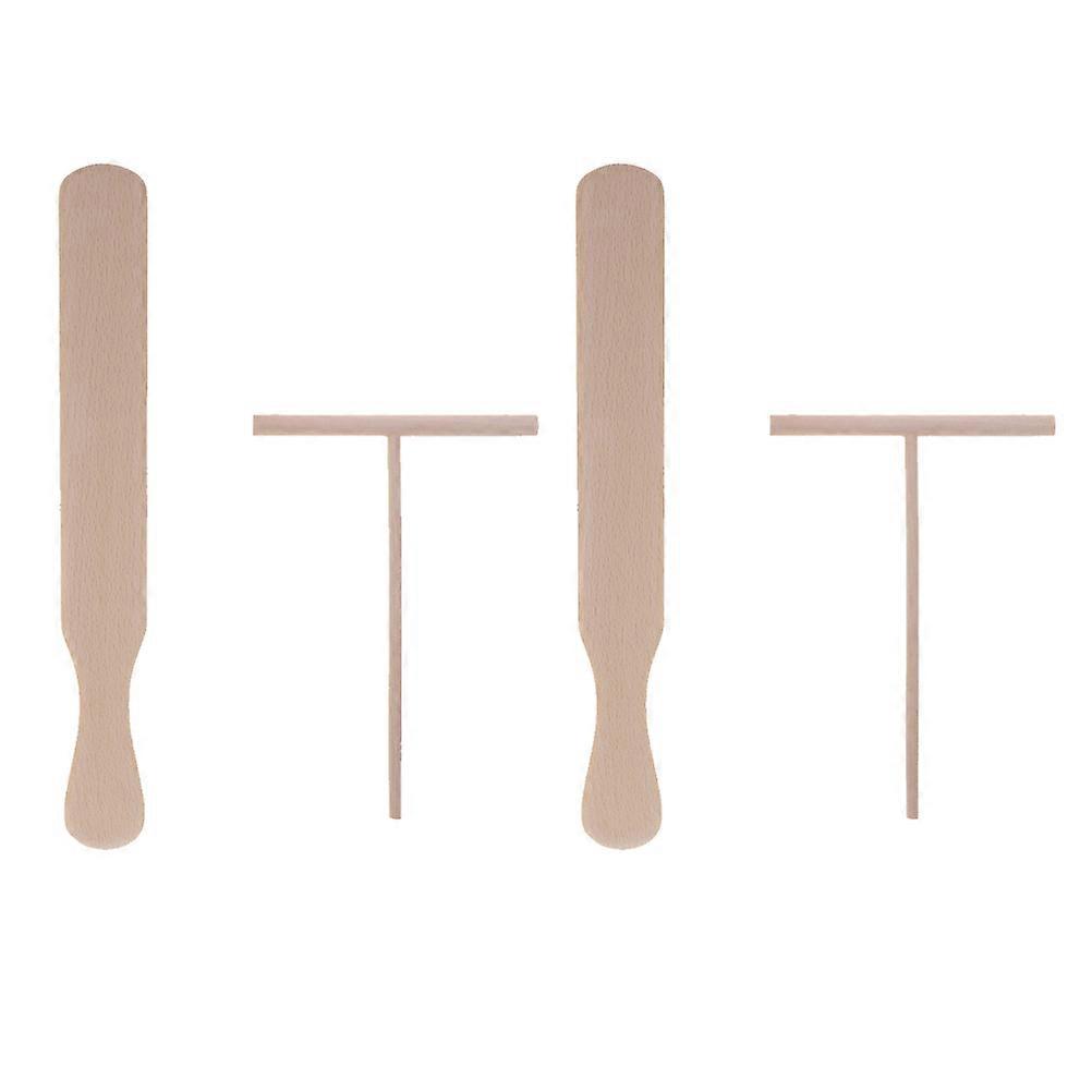 Flat Spatula Wood Crepe Spatula Spreader Set Mini Spatula Wood Handle Crepes Distributor And Spatula 29.5 x 4 x 0.5 cm Bamboo