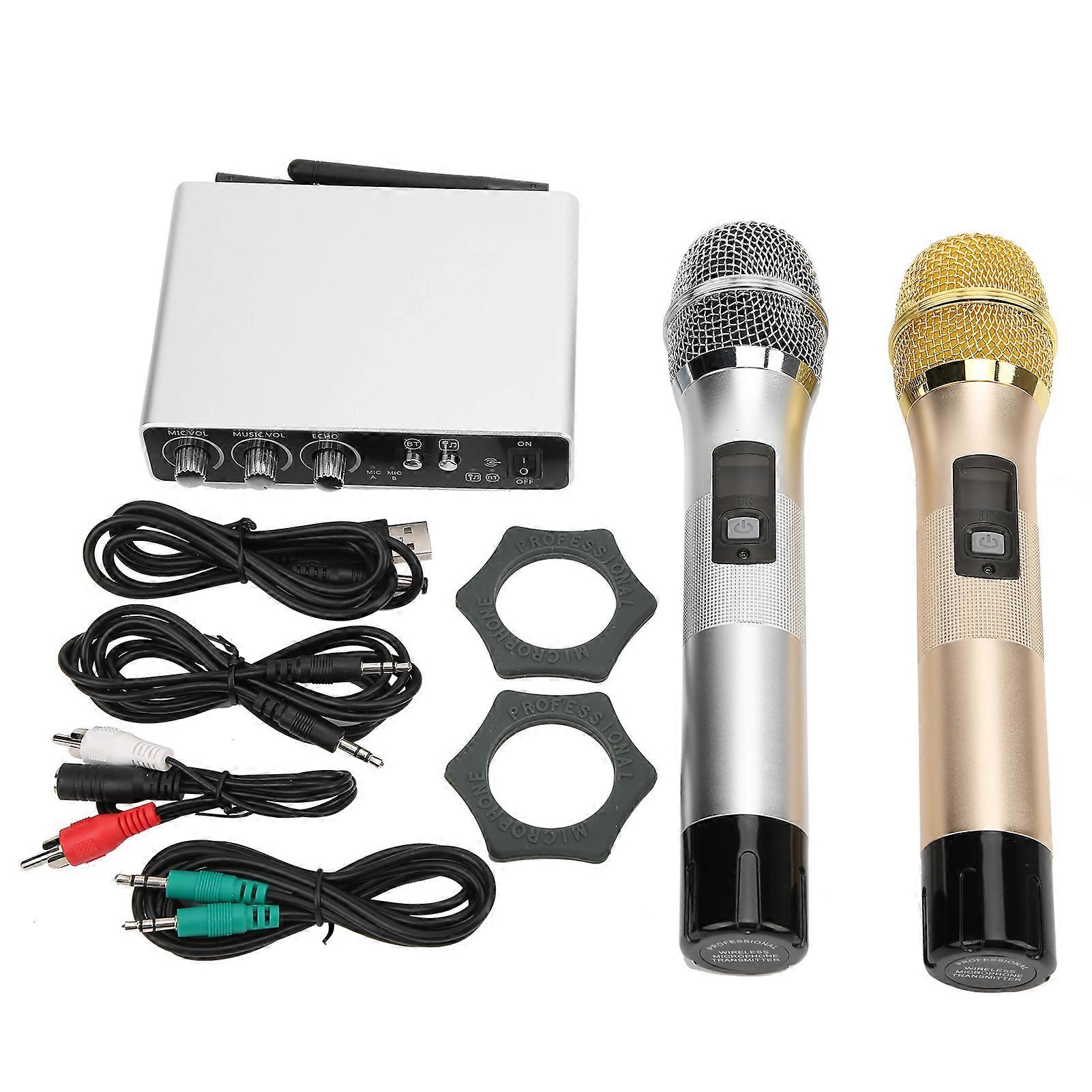 Microphone Set Wireless Handheld DualChannel Adjustable Volume Singing Recording Device K28
