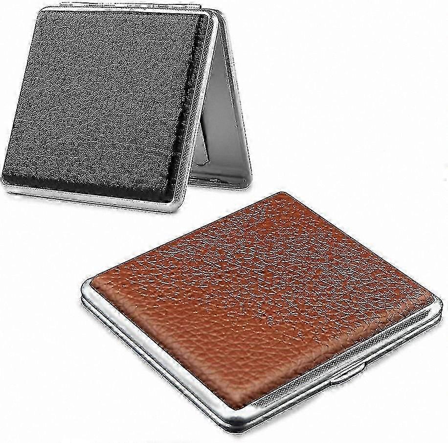 Slim Leather Cigarette Case with Metal Design, Elegant Box for Cigarettes