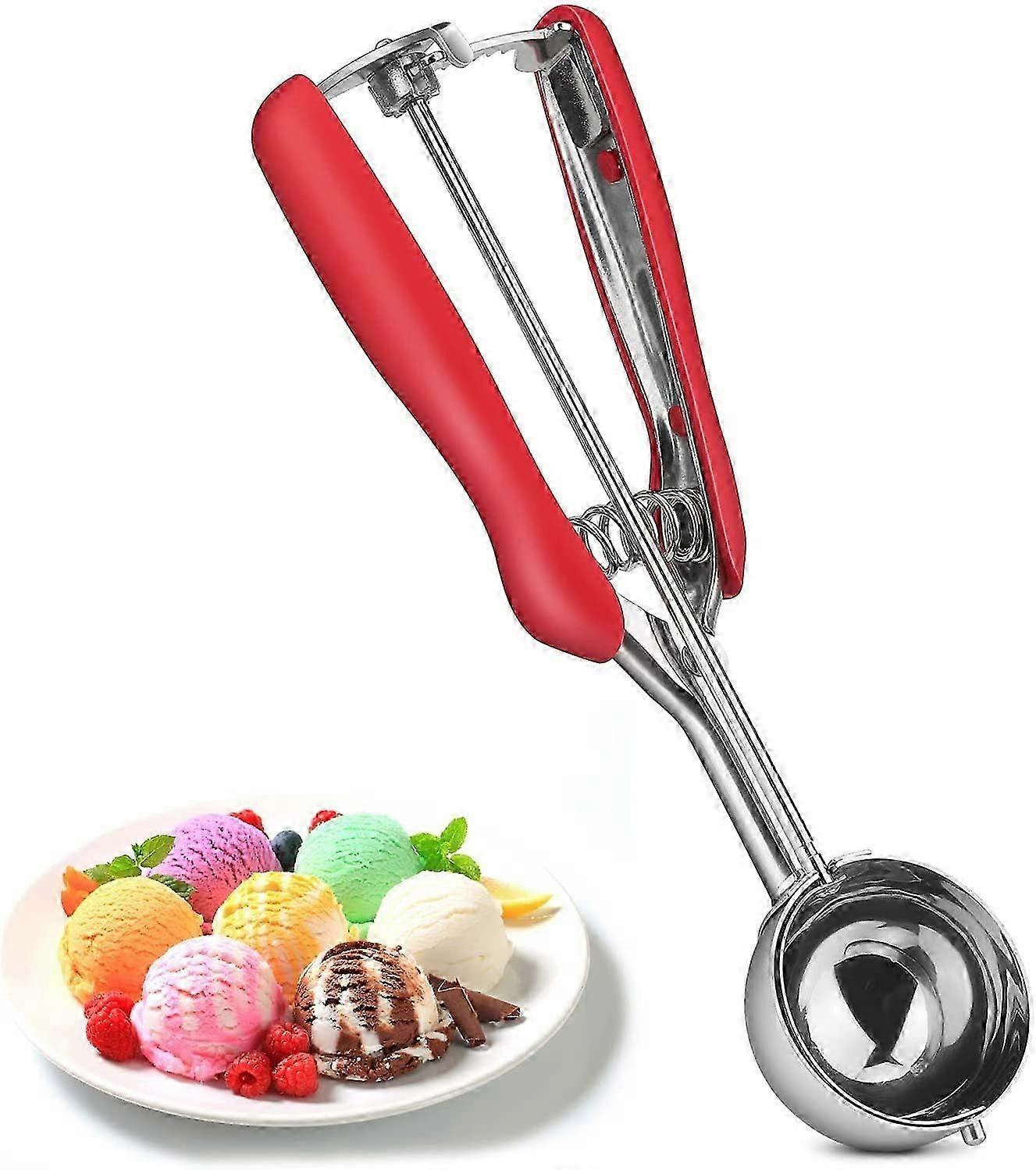 Stainless Steel Ice Cream Scoop with Trigger - Ideal for Ice Cream, Fruit, and Mashed Foods