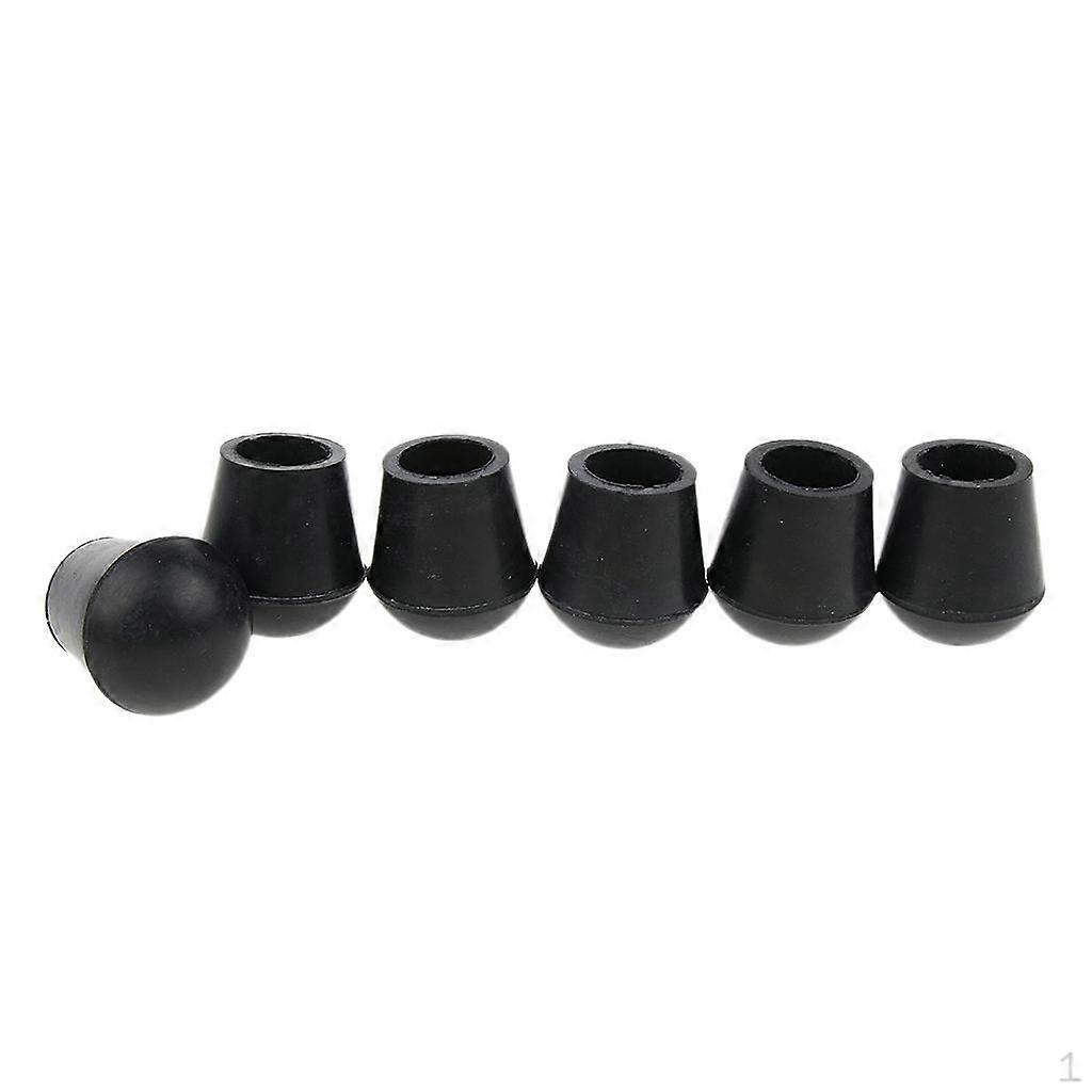 Set of 6x Crutch Ends for Rubber Tip Support , Black