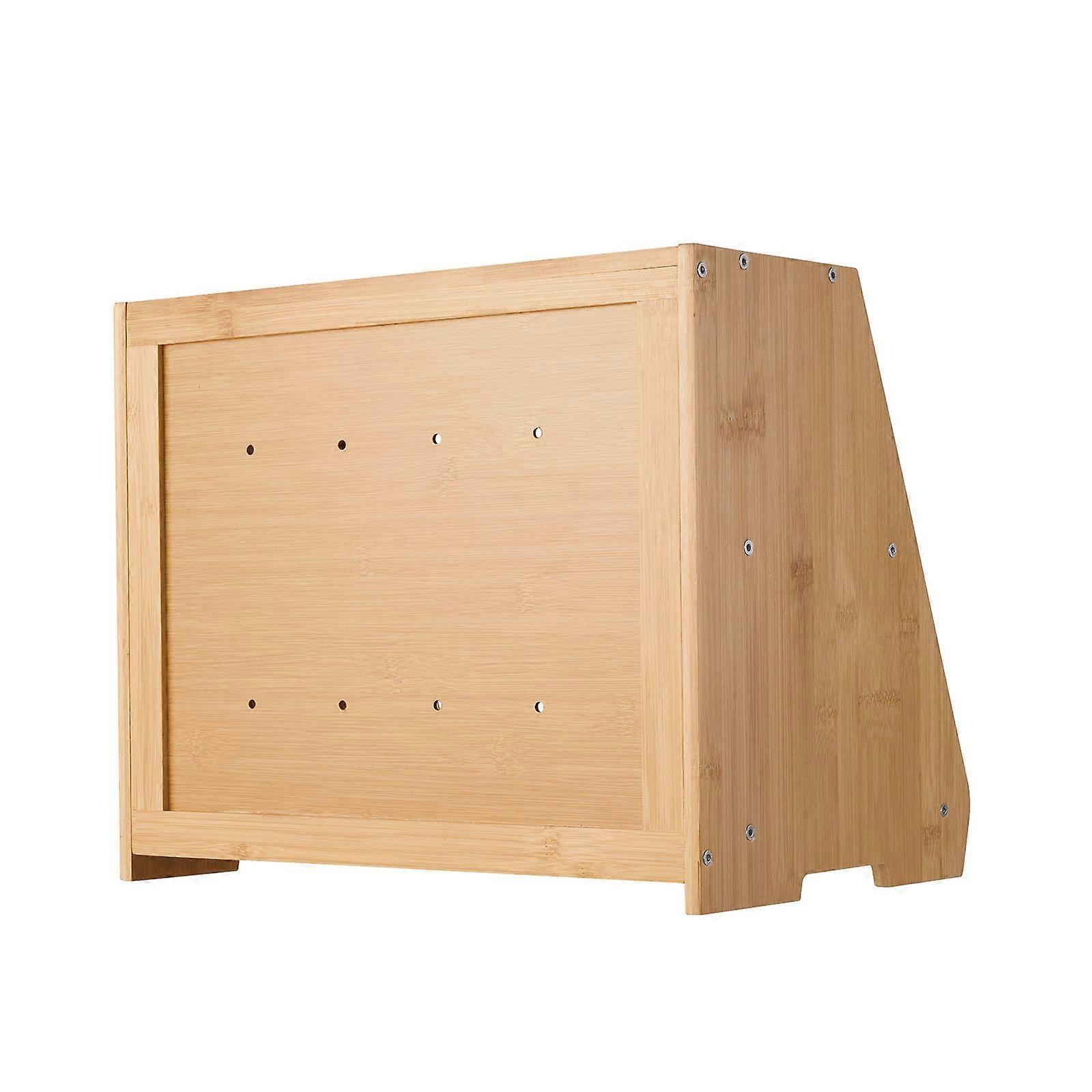 Double Layer Bread Box for Kitchen Counter, Large Capacity Bamboo Bread Storage Container with Acrylic Wavy Door Panel, Natural