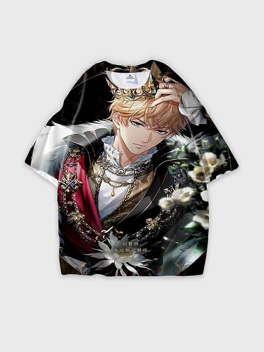 T-shirt round neck Role Pattern loose short sleeve E685