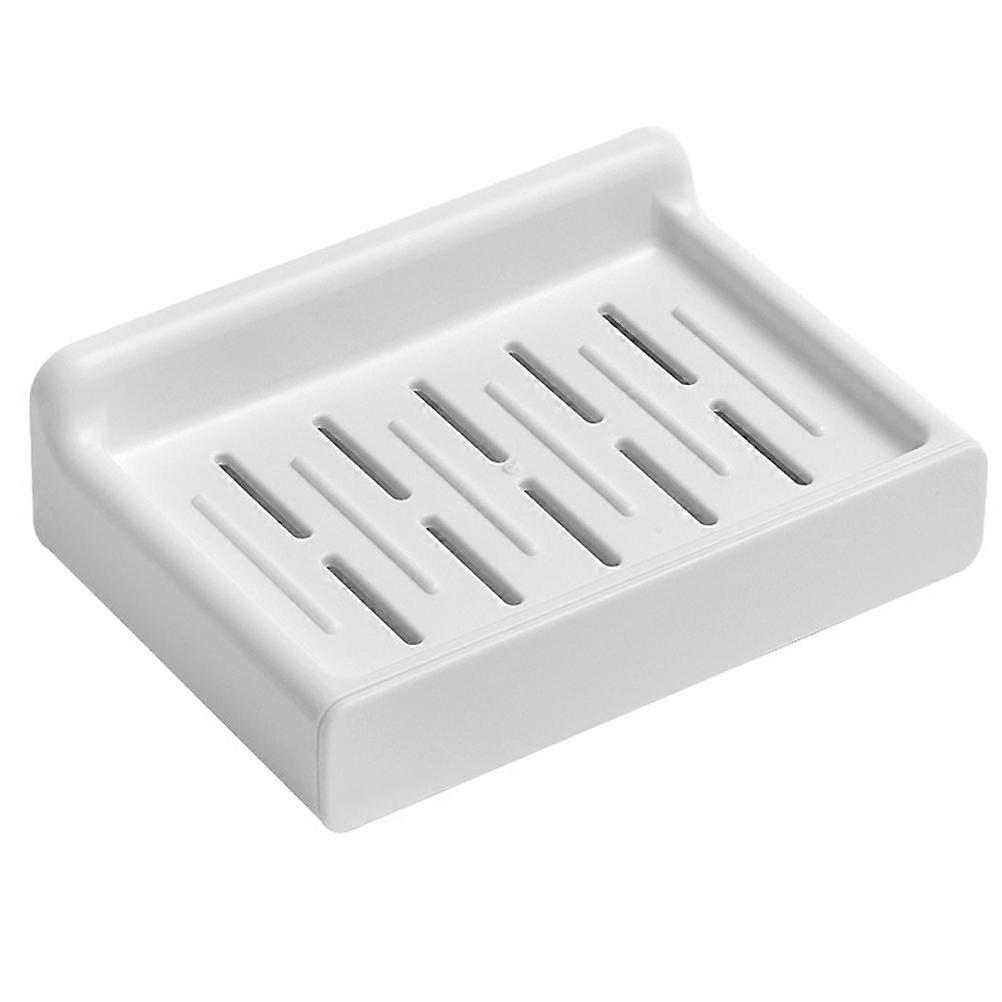 Wall Mounted Soap Dish with Self Draining Structure for Bathroom in White ABS Material 4x4 Inches