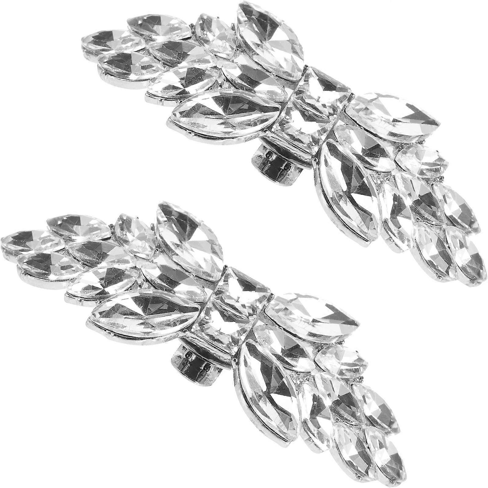 Elegant Bridal Shoe Clips with Crystal and Acrylic for Decoration Silver Color Fits Many Occasions