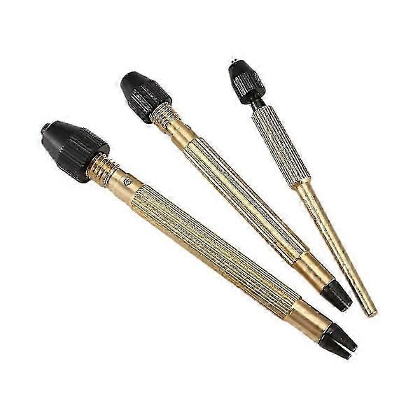 3pcs copper professional watch jewelry repair tools pin vise chuck file drill bit thread holder