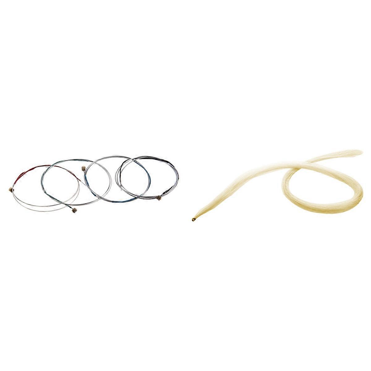 1 Set Of 4/4 Violin Bowstring Strings (G-D-A-E) & 1 Pcs 32 Inch 80cm Violin Bow Violin Natural Hair