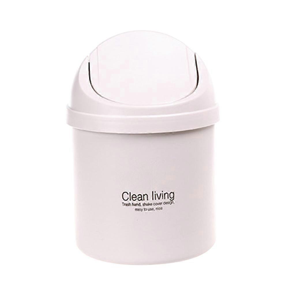 Desktop Garbage Box with Cover Cleaning Barrel Creative Mini Litter Waste Container Bins Small Organizer Dustbins(Beige Lid,104)