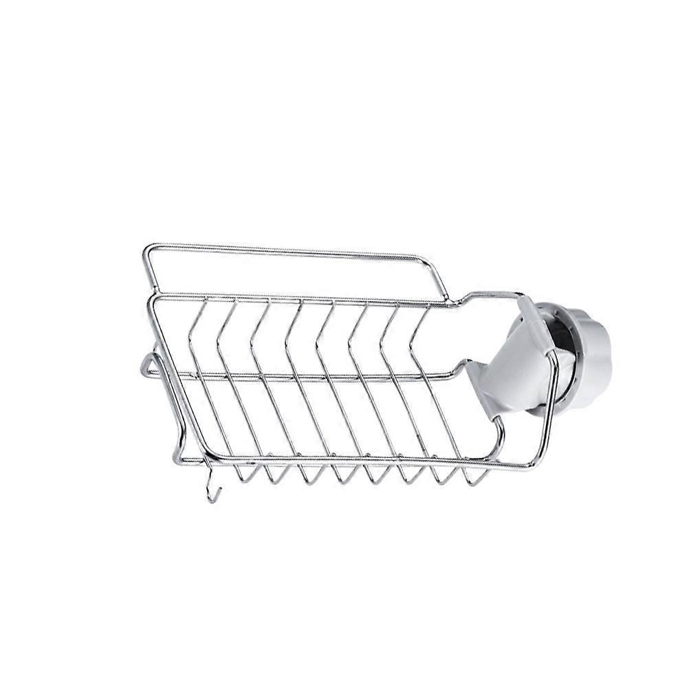Stainless Steel Sink Storage Rack with Faucet Draining Shelf, Removable Kitchen Organizer for Soap and Sponge Drying, No Drilling Required