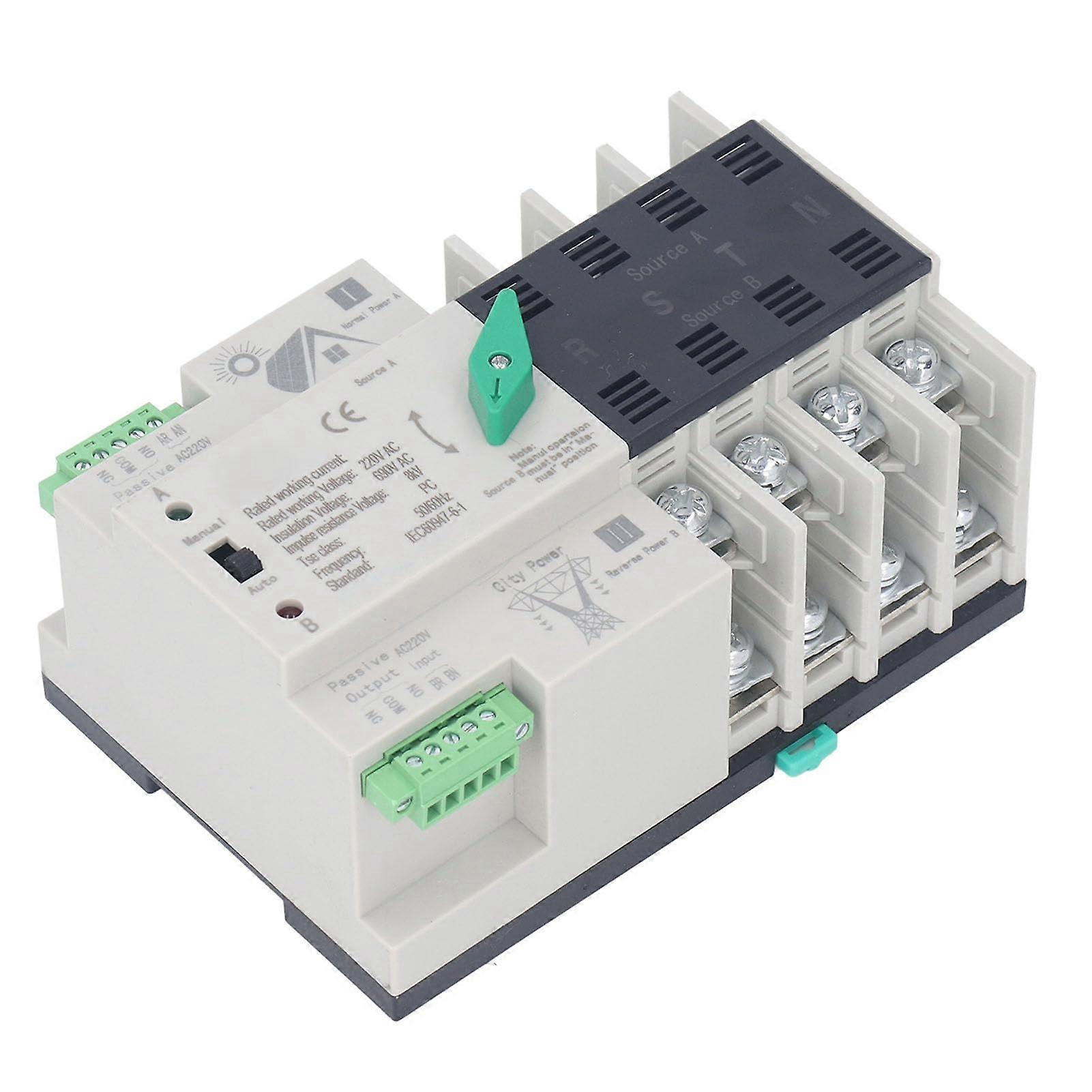 Dual Power Automatic Transfer Switch, 4P ATS with Protective Covers (100A)