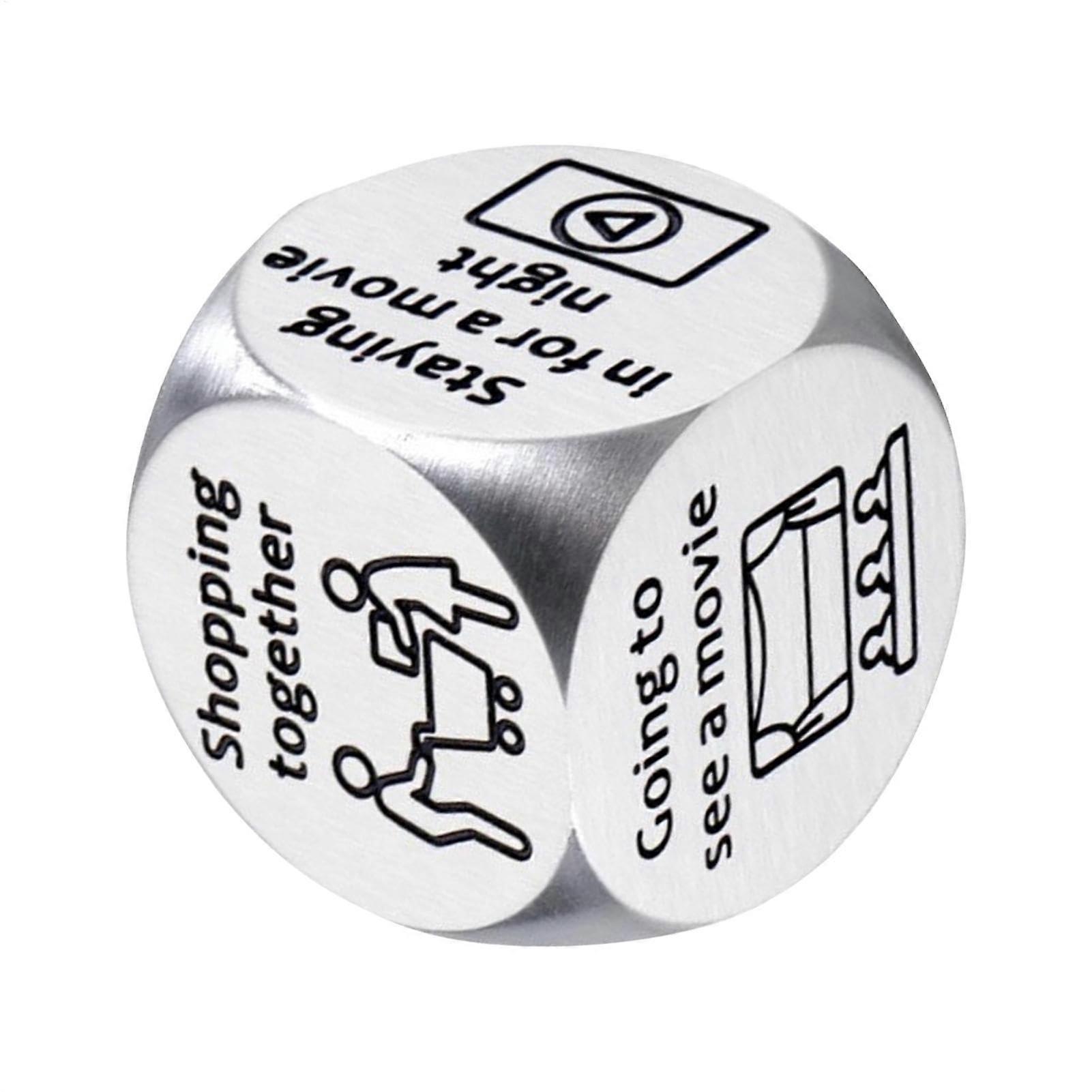 Decision Dice for Couples, Stainless Steel Date Dice for Adults, Unique Valentine's Day Gift for Relationship Choices