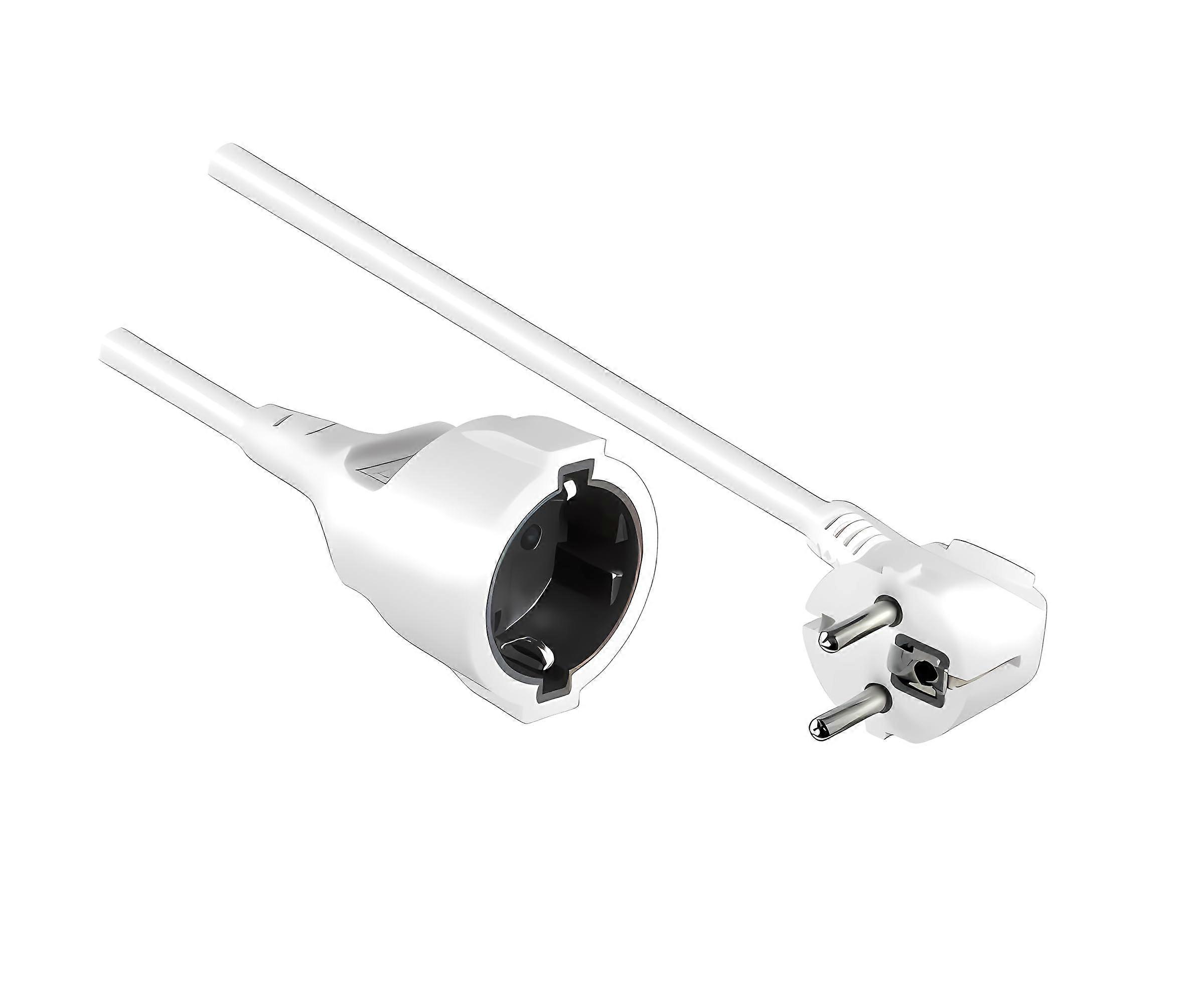 Extension Cable, Power Cable with Protective Contact Plug to Socket, Schuko Extension (White, 5 m) White 5m