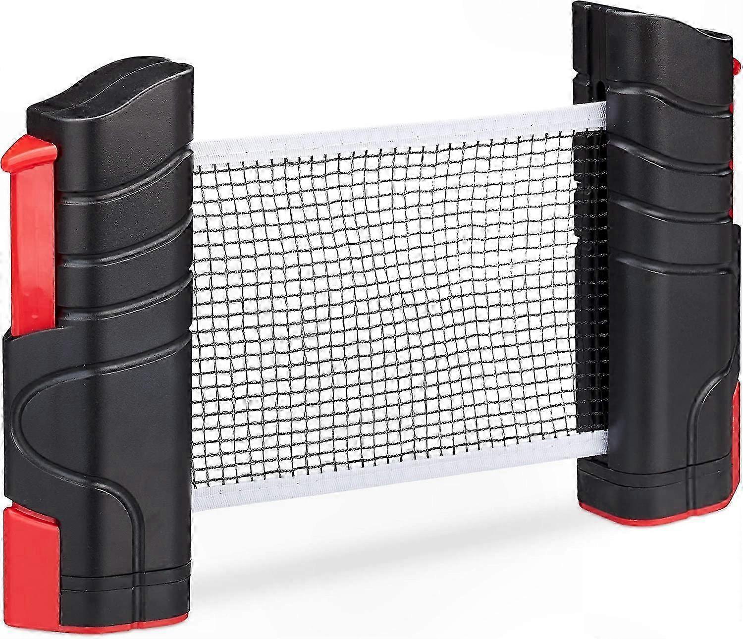 Adjustable Table Tennis Net, 180cm Wide, Fits Tables Up to 5cm Thick, Black and Red