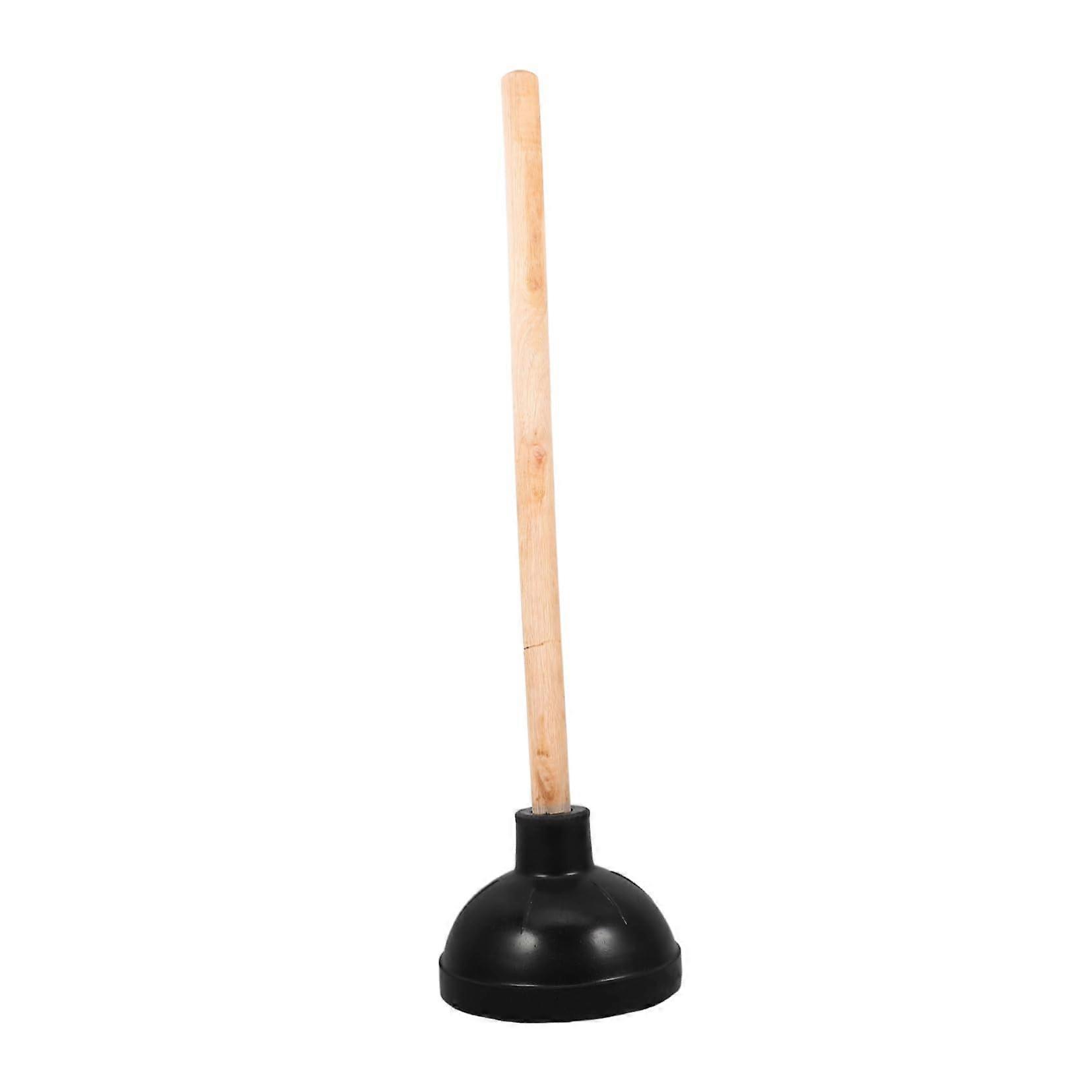 Toilet Plunger with Wooden Handle Heavy-Duty Bathroom Piston for Clogged Drains Reusable Toilet Auger Tool