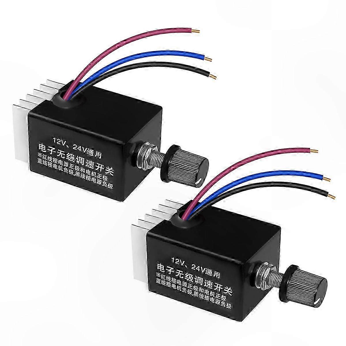 Universal 2PCS DC Motor Speed Controller 12V/24V with Knob Screw for Various Applications