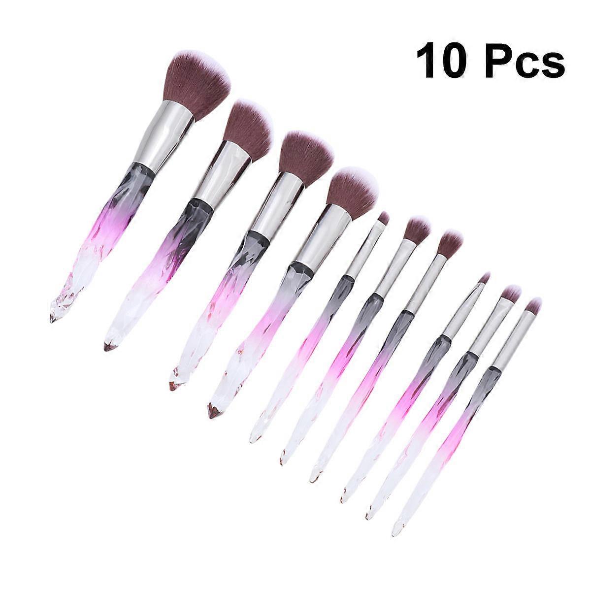 Crystal Handle Makeup Set with Fibrous Hair Brushes for Women Excellent Workmanship Soft and Smooth 10pcs