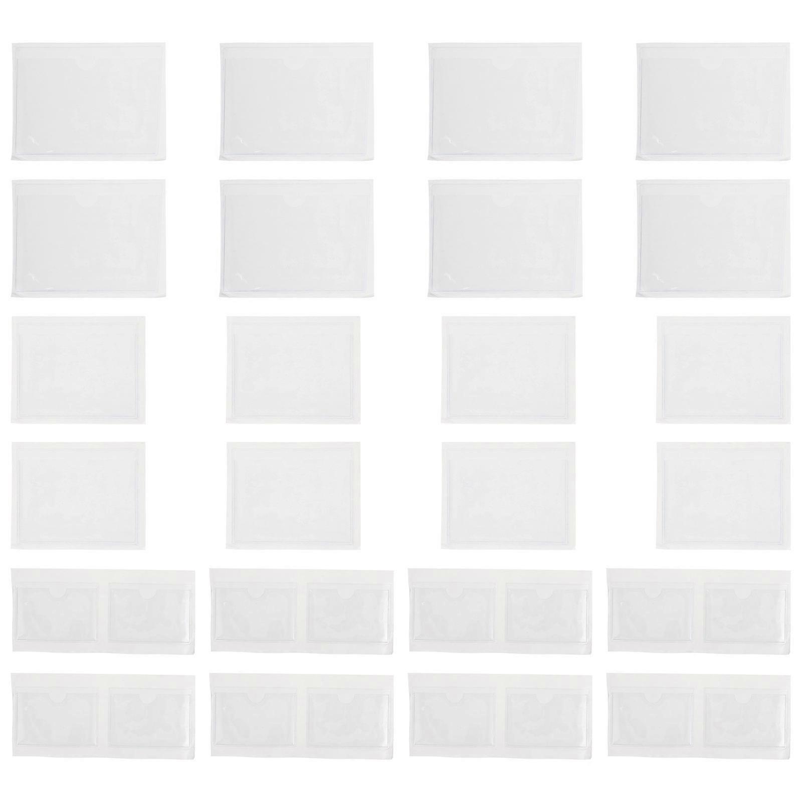 24Set Adhesive Index Card Pockets For Storage Holder Durable Transparent Material Size 12X9X0.2CM Easy Application