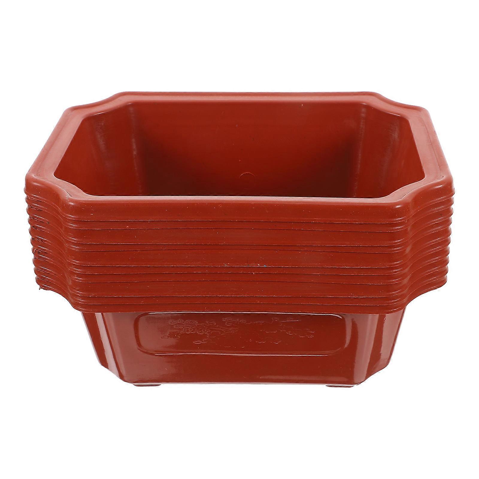 Elegant Red Tree Pots 10Pcs Classic Rectangular Bonsai Planter For Home Decoration Featuring Simple Unique Design