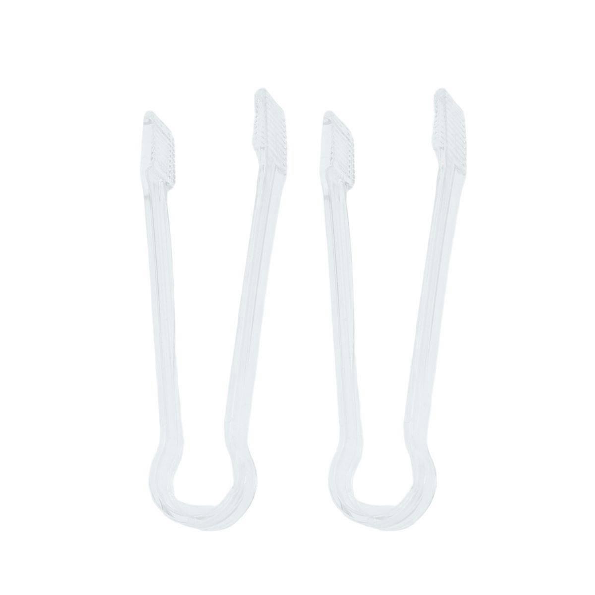 2pcs Transparent Acrylic Ice Tongs for Serving Food Clip Bread Cake Salad at Home Party or Bar
