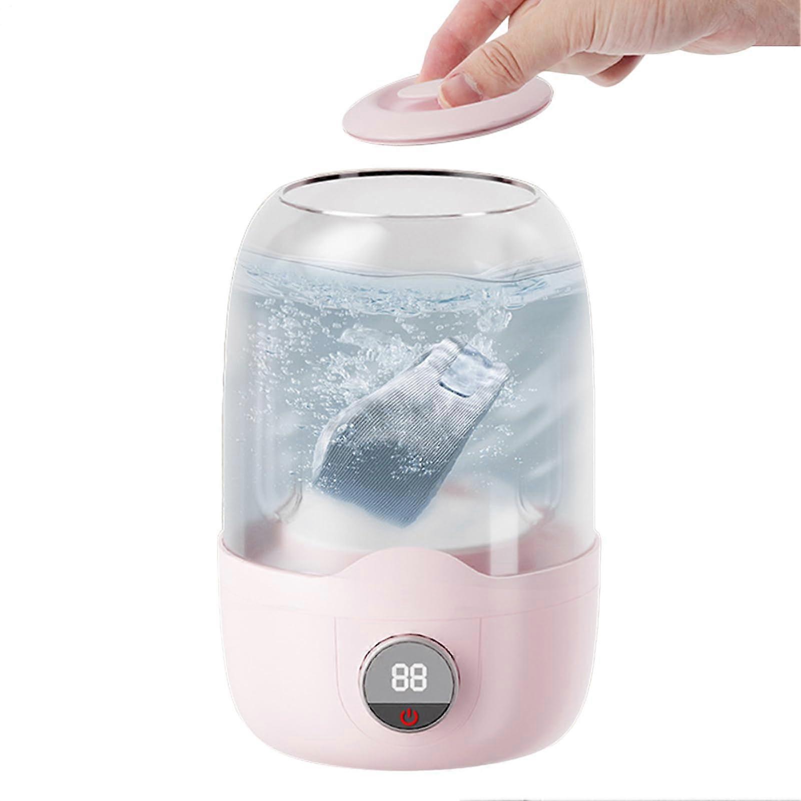 Portable Mini Washing Machine With 2000mAh Battery Pink Compact Washer For Baby Clothes And Small Garments