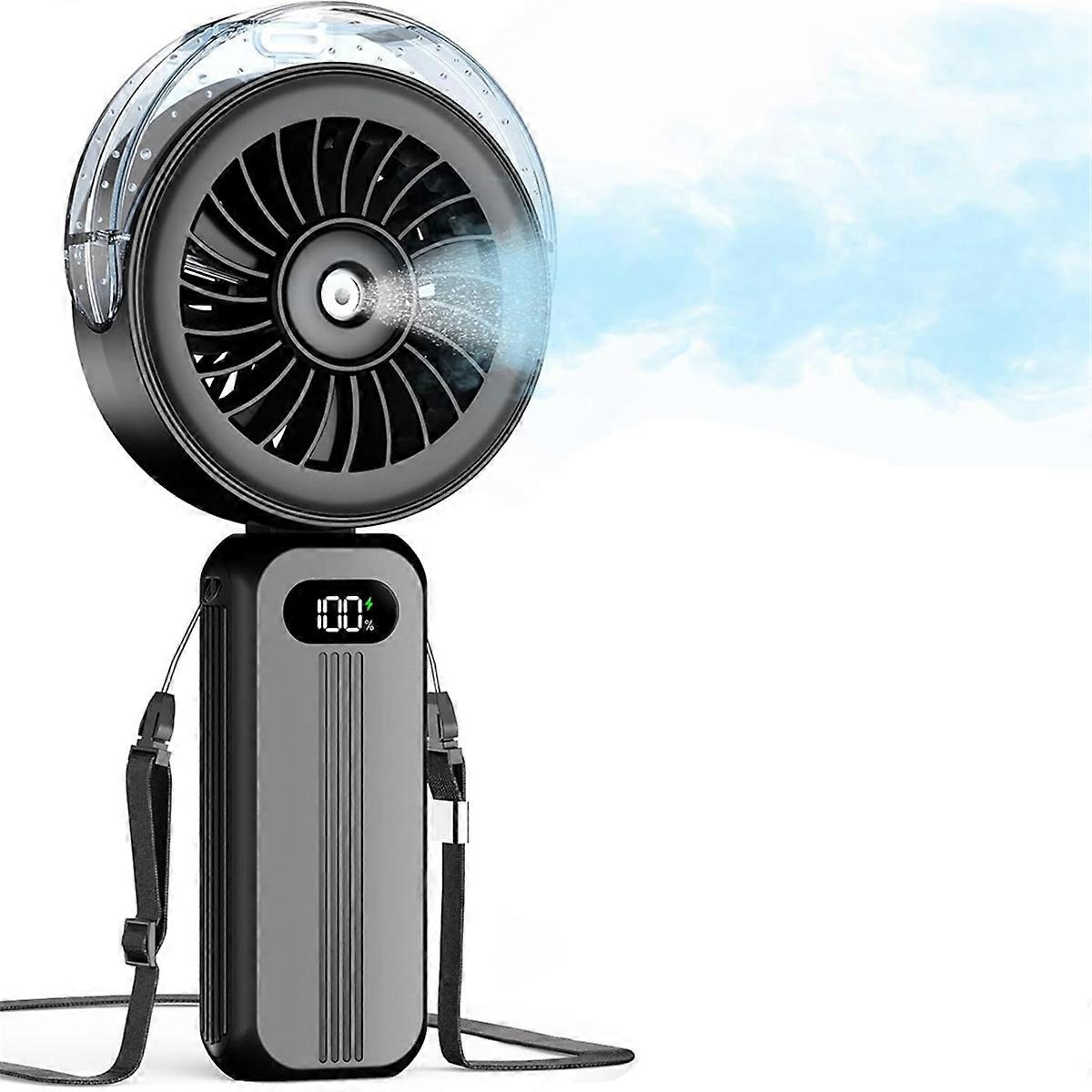Handheld Misting Fan Powerful4 High Speeds Rechargeable Black