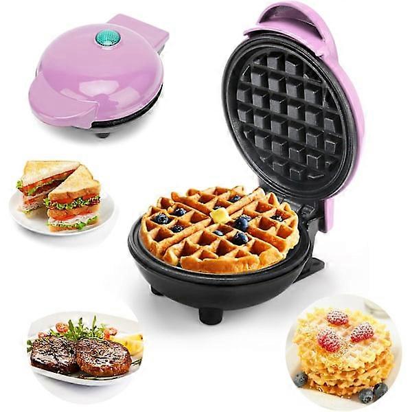 (Pink) Mini Round Waffle Iron and Pancake Waffle Iron for Christmas Gifts, Mother's Day, Children's Parties