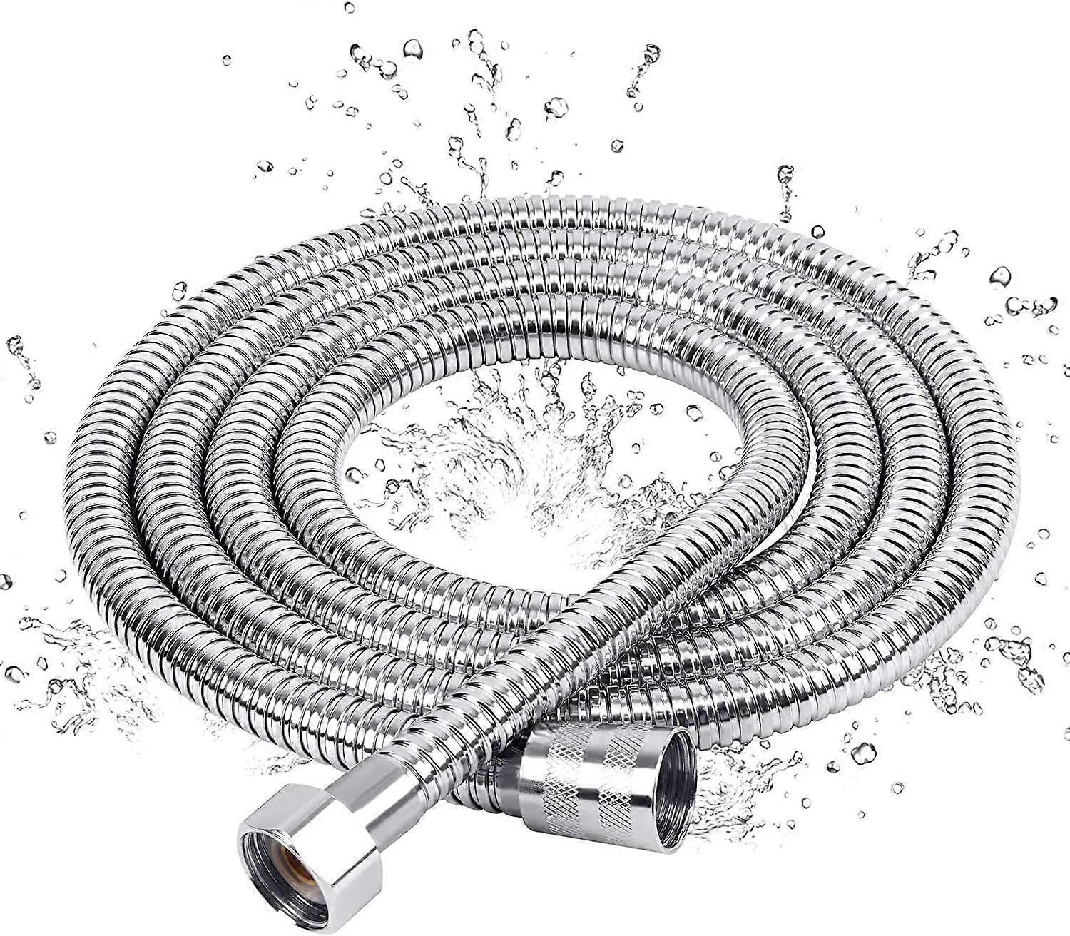 Shower Hose 150 cm PVC Chrome G1/2 with Kink Protection Universal Fit and Sealing Rings for Easy Installation