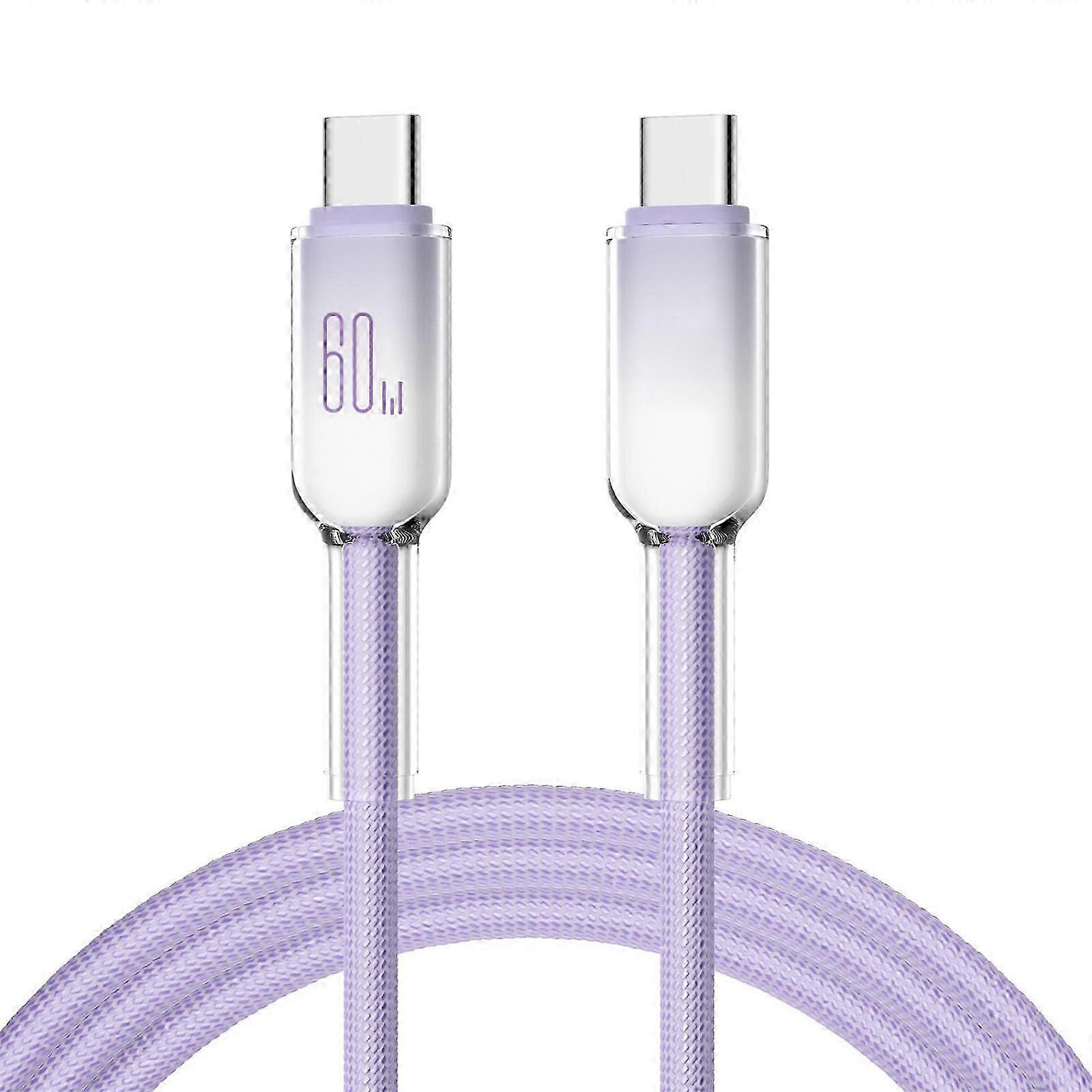 Cabo de carregador tipo C Ice Crystal macho para macho USB C cabo de alimentação