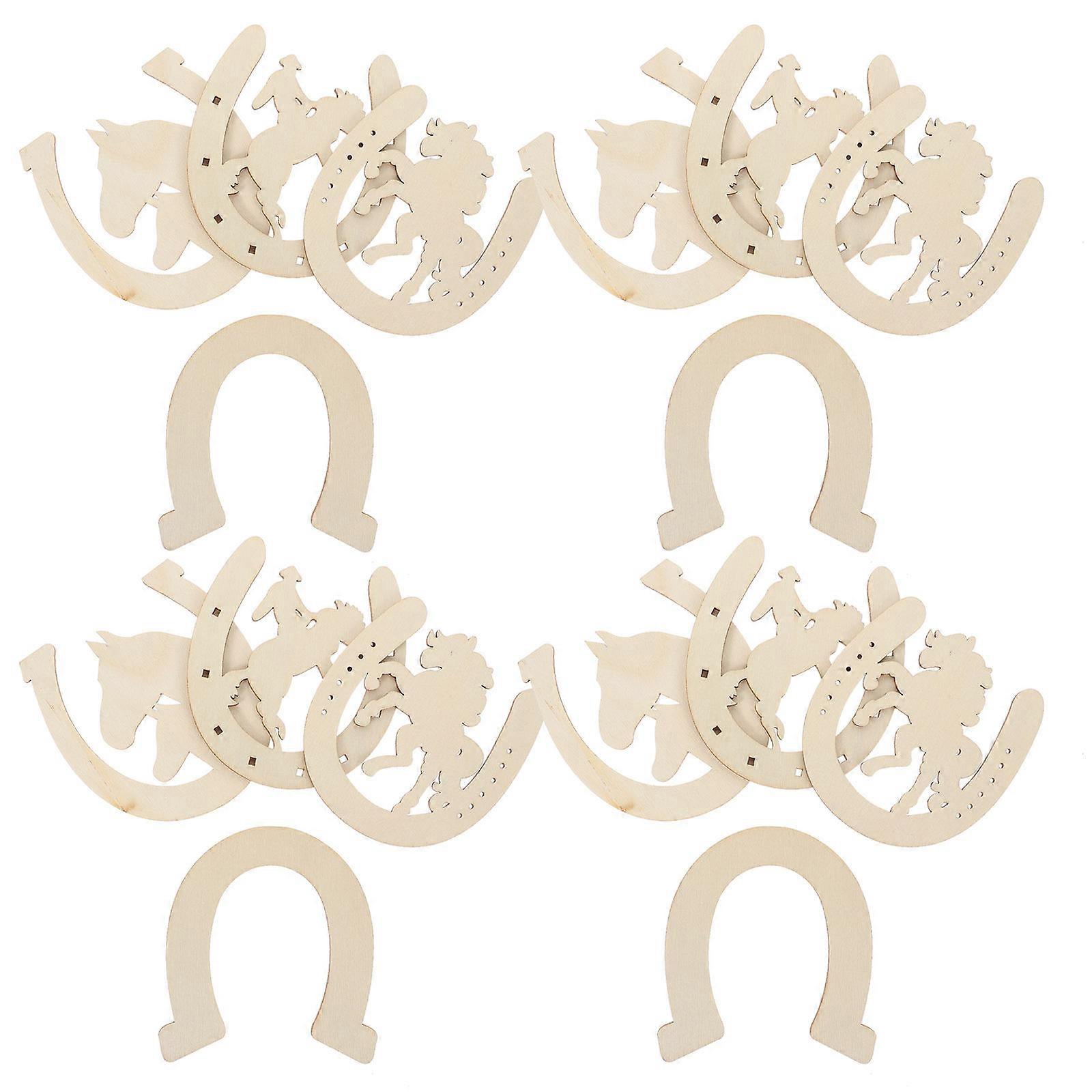 24pcs Unfinished Wooden Horseshoe Cutouts for DIY Crafts, Unpainted Wood Slices for Room, Party & Wedding Decorations