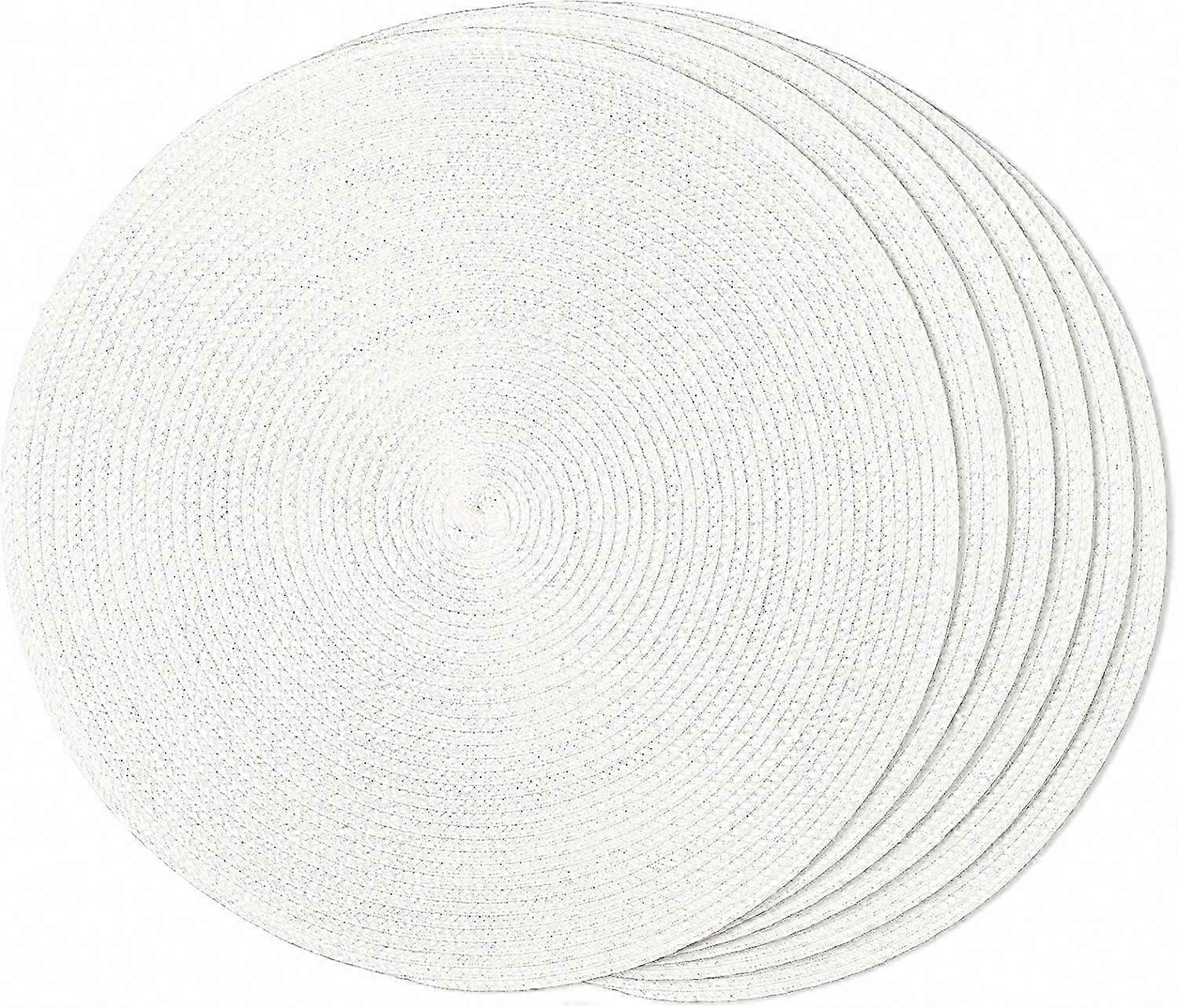 Round Braided Placemats Set of 6 Table Mats for Dining Tables Woven Washable Non-Slip Place mats