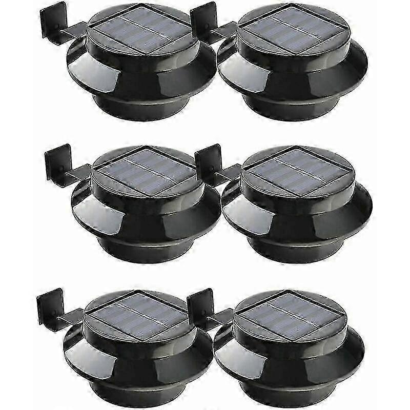 6 Pack Solar Powered Led Tagrender Lys Hegn Tag Have Yard Væg Sort