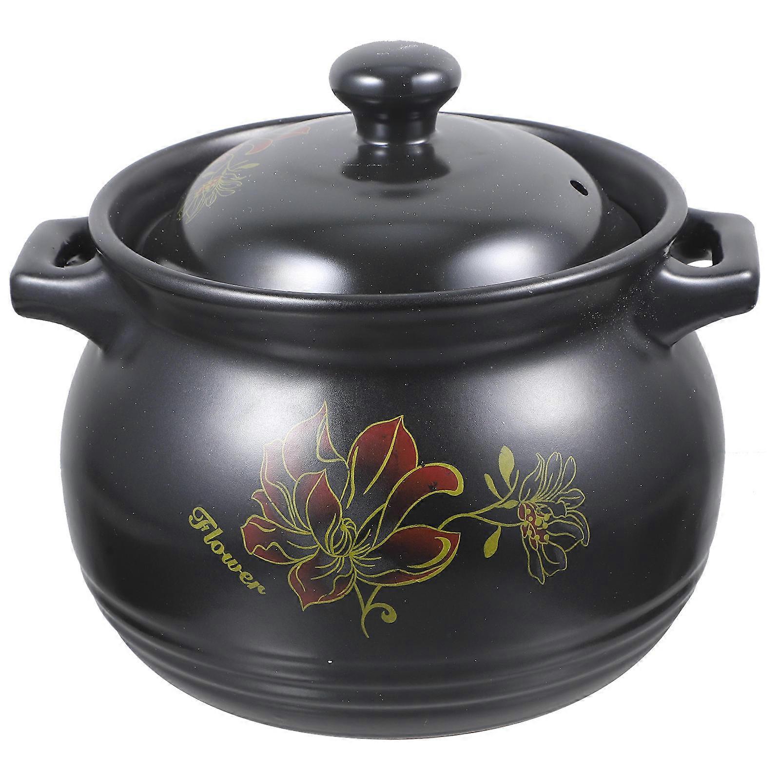 Clay Pot Cooking Asian Style With Lid For Home Users 24.00X19.50X21.50Cm Even Heating 1Pack
