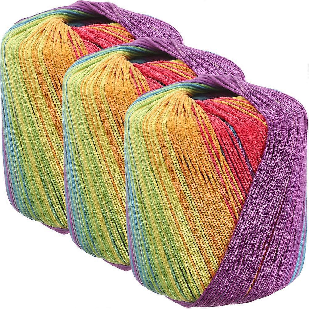 Professional Knitting Yarn 3 Rolls Multi Color Material For DIY Crafting Versatile Gift Making