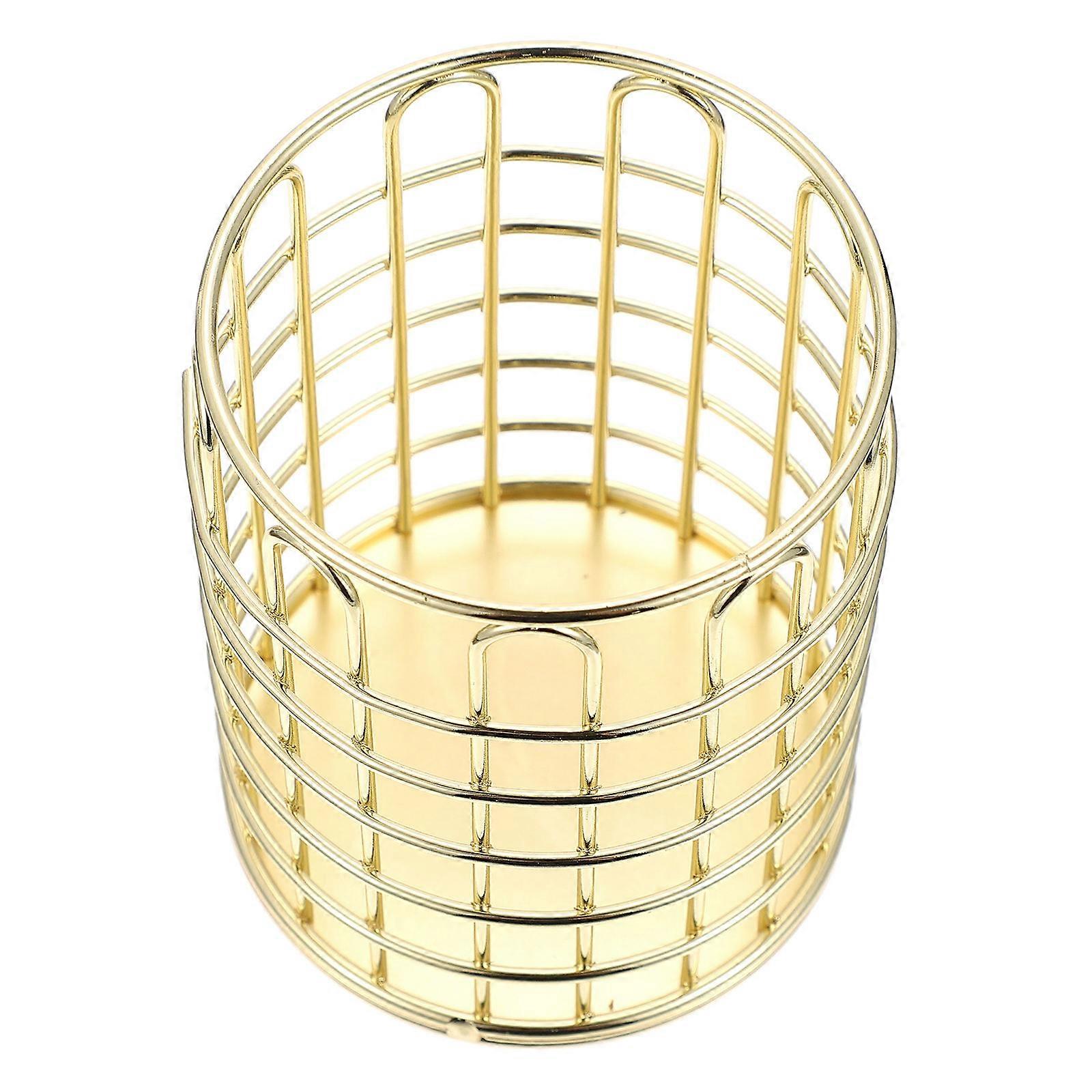 Elegant Iron Makeup Brush Holder Durable Cosmetic Organizer Box with Smooth Finish, Versatile Design for Makeup & Stationery on Dressing Table or